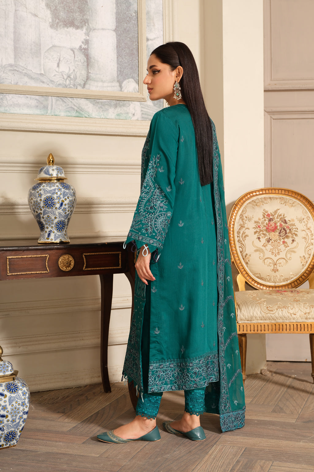Johra | Silsila Embroidered Viscose | JH-256-SIL - Official Johra stockist in UK - Sakeena London