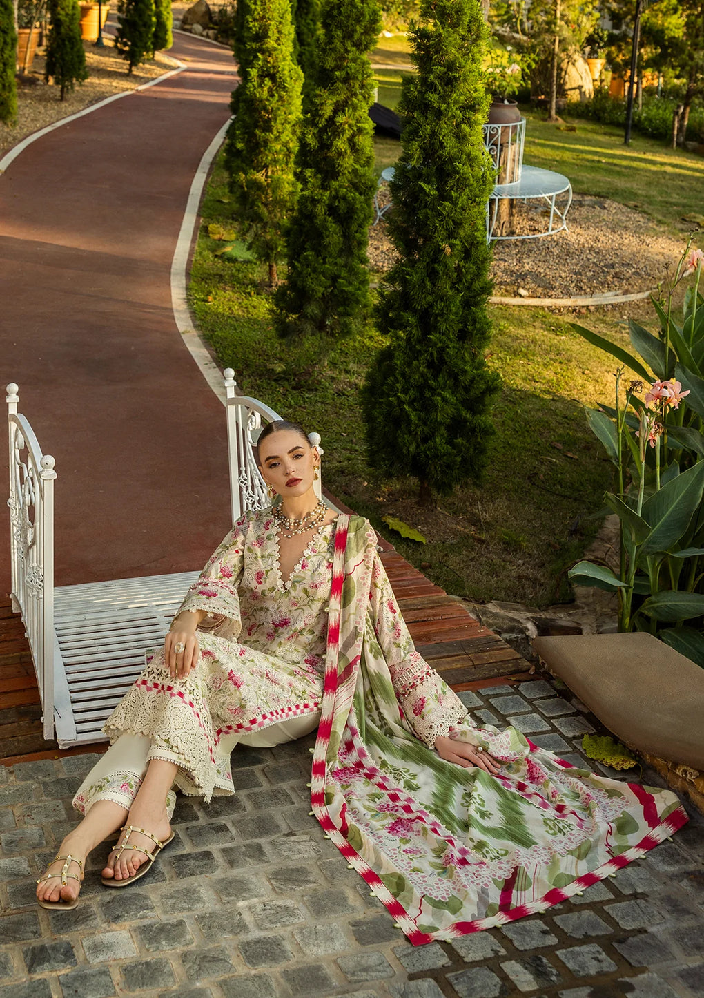 Elaf Premium | Print Chikankari 25 | ELK-02B SWEET GREENS - Official Elaf Premium stockist in UK - Sakeena London