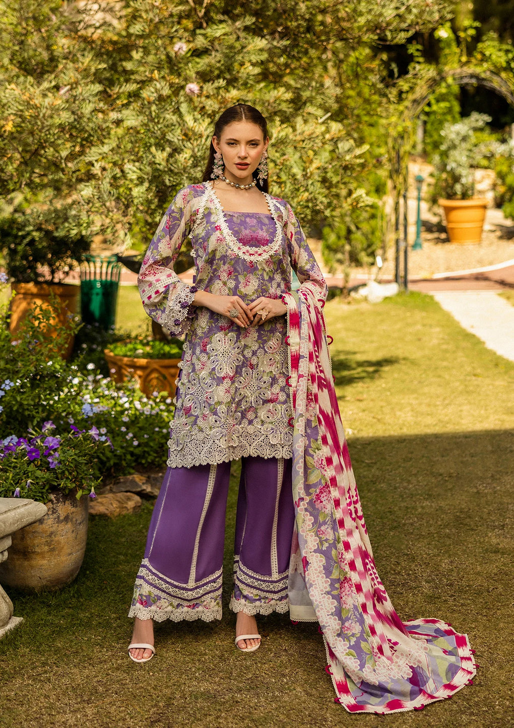Elaf Premium | Print Chikankari 25 | ELK-02A PERIWINKLE - Official Elaf Premium stockist in UK - Sakeena London