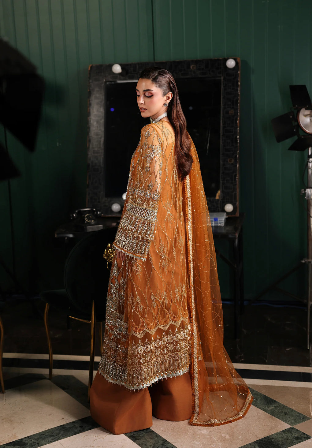 Elaf Premium | Stardom Formal Handwork 25 | ESH-09 SAFFRON - Official Elaf Premium stockist in UK - Sakeena London