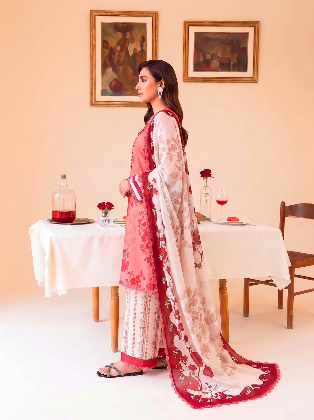 Faiza Faisal | FNF Printed Lawn | CORAL ROSE