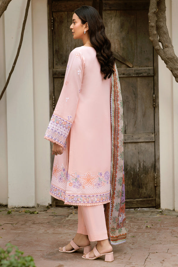 Farasha | Summer Weaves Embroidered Lawn | Coral Peach - Official Farasha stockist in UK - Sakeena London