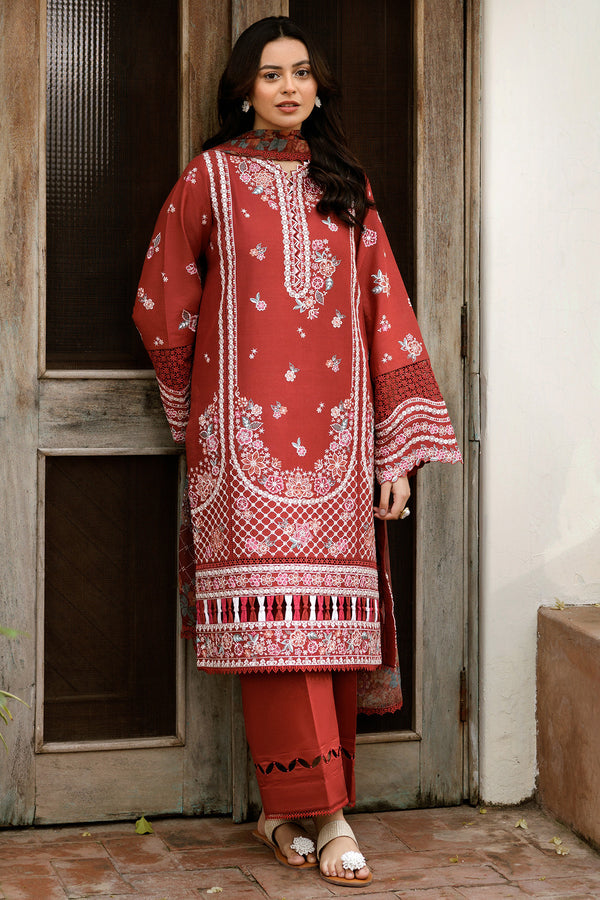 Farasha | Summer Weaves Embroidered Lawn | Russet Flames - Official Farasha stockist in UK - Sakeena London