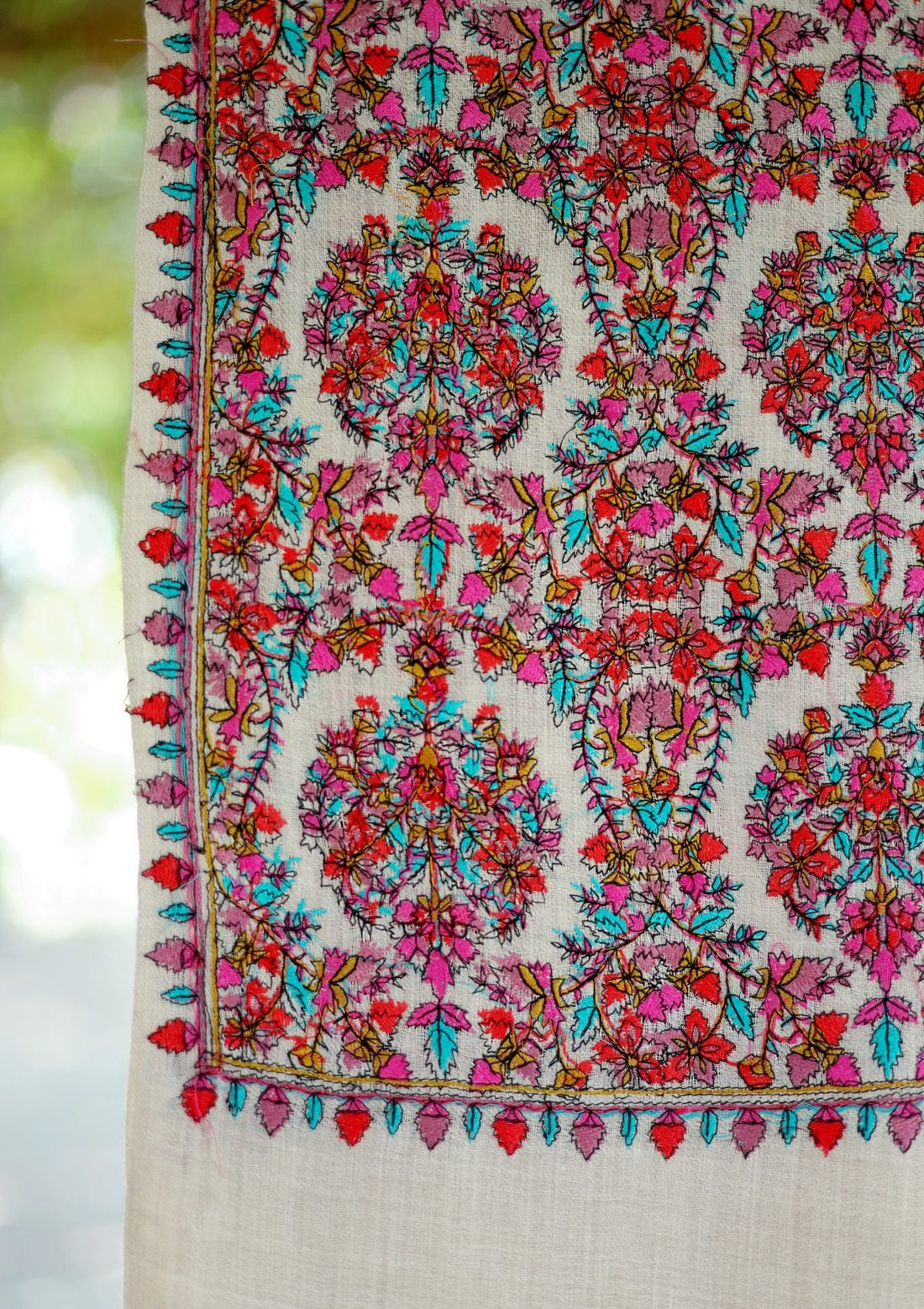 Wool Embroidered Shawl D - 10 - Skin