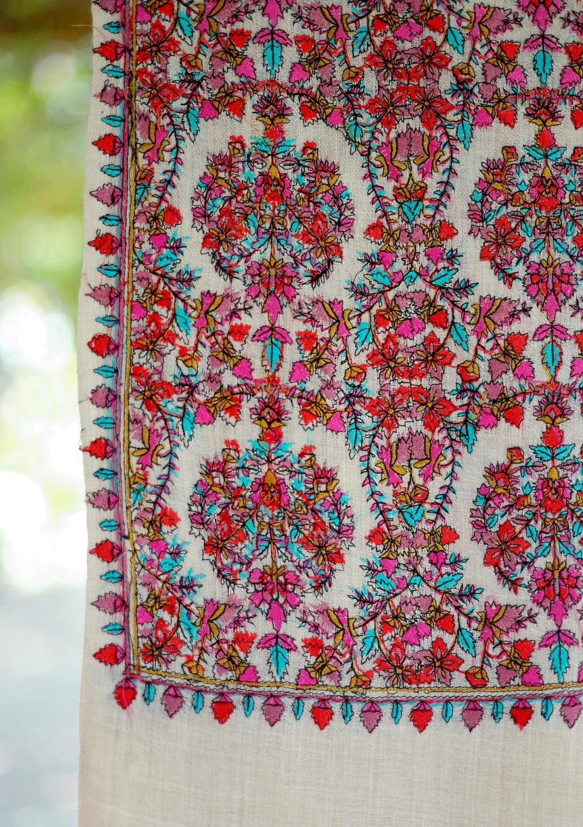 Wool Embroidered Shawl D - 10 - Skin
