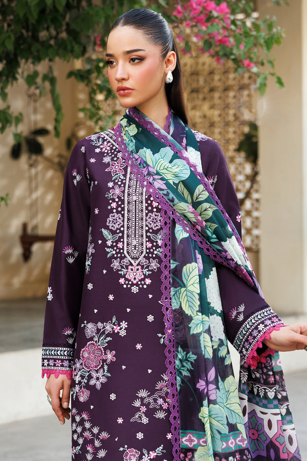 Farasha | Summer Weaves Embroidered Lawn | Plum Allure - Official Farasha stockist in UK - Sakeena London