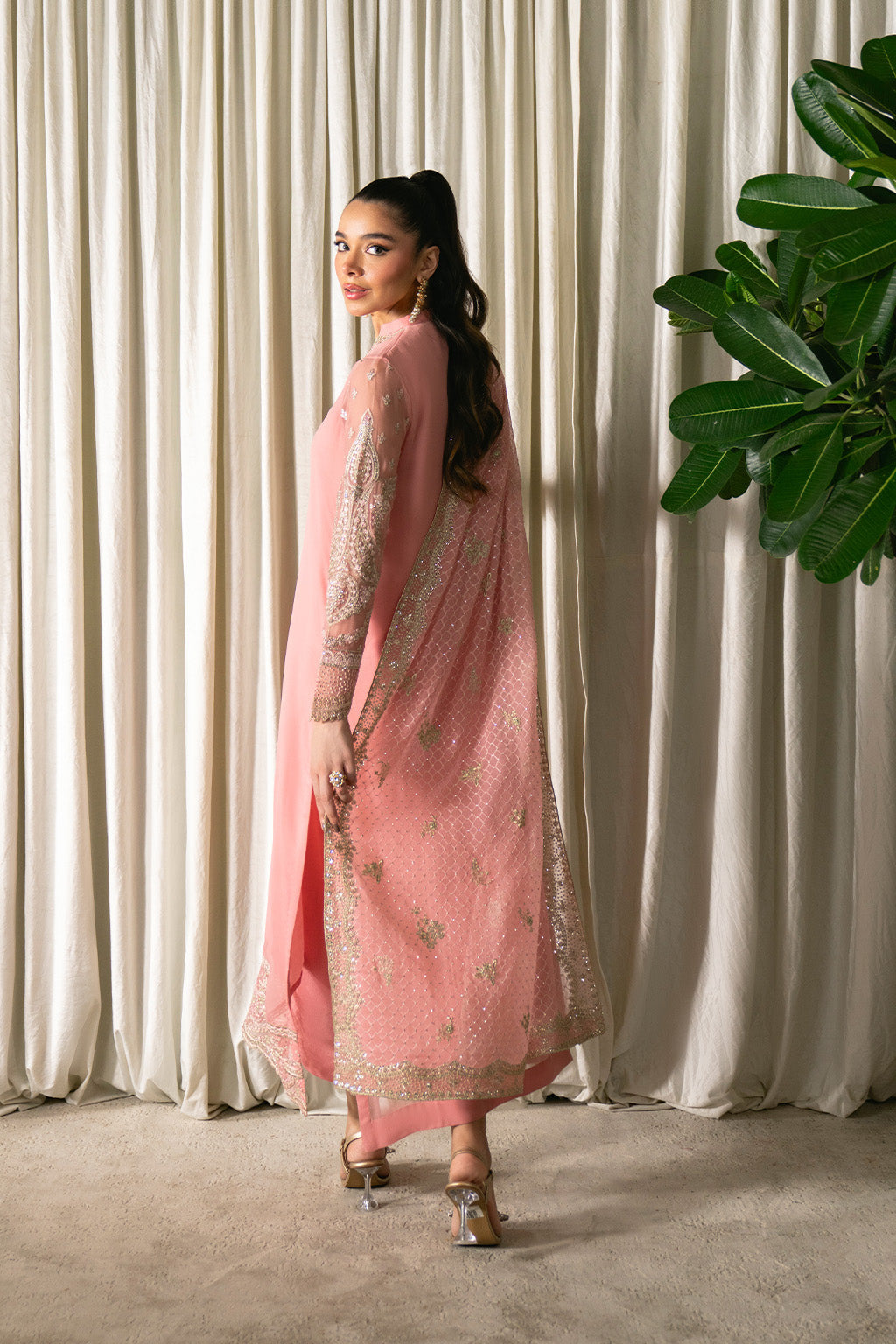 Neeshay | Ready to Wear Chiffon | RTW-CHFN-02 Pink - Official Neeshay stockist in UK - Sakeena London