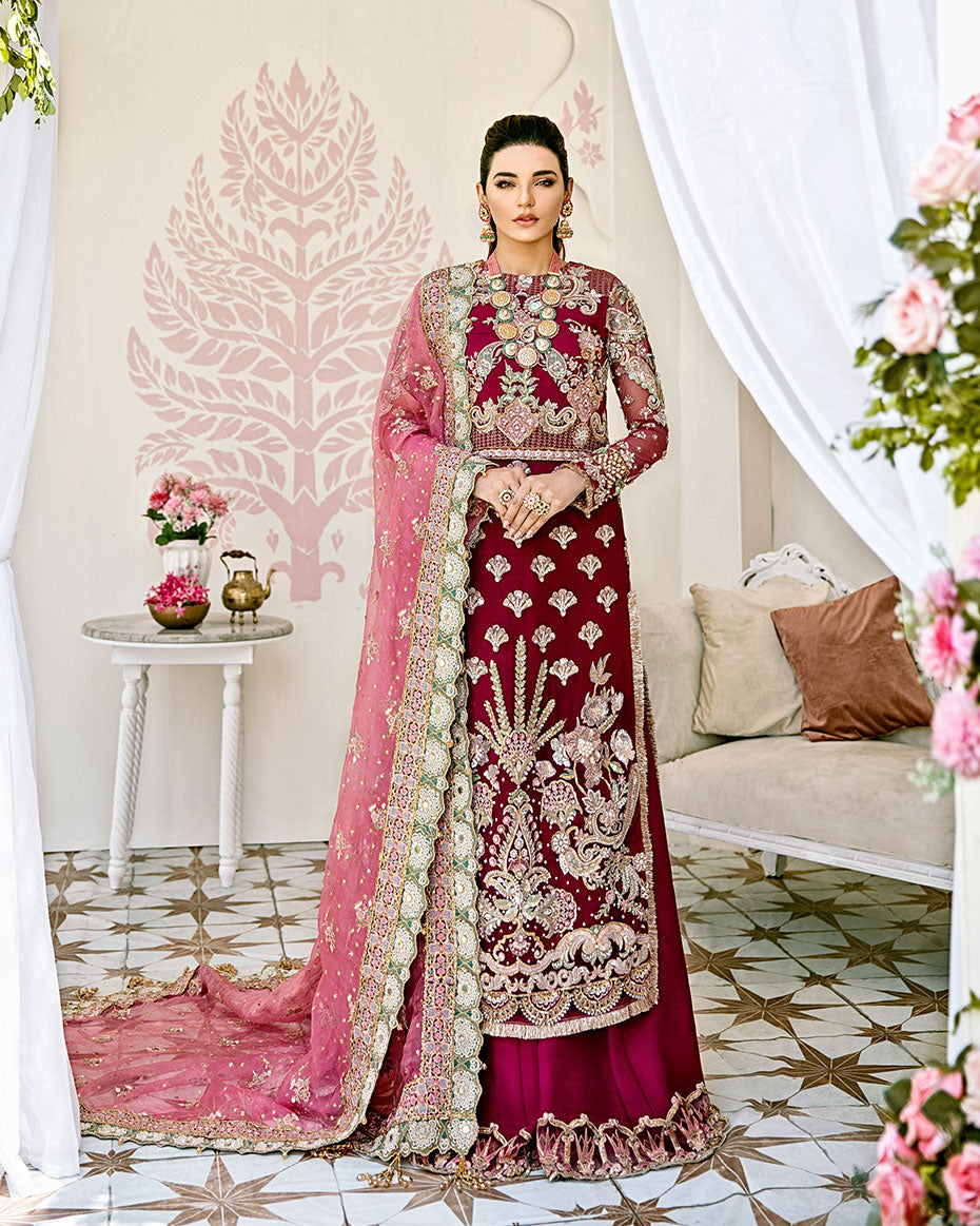 Gulaal | Wedding Formals | Pois Embroidered Net 3-Piece Suit WS-08 - Official Gulaal stockist in UK - Sakeena London