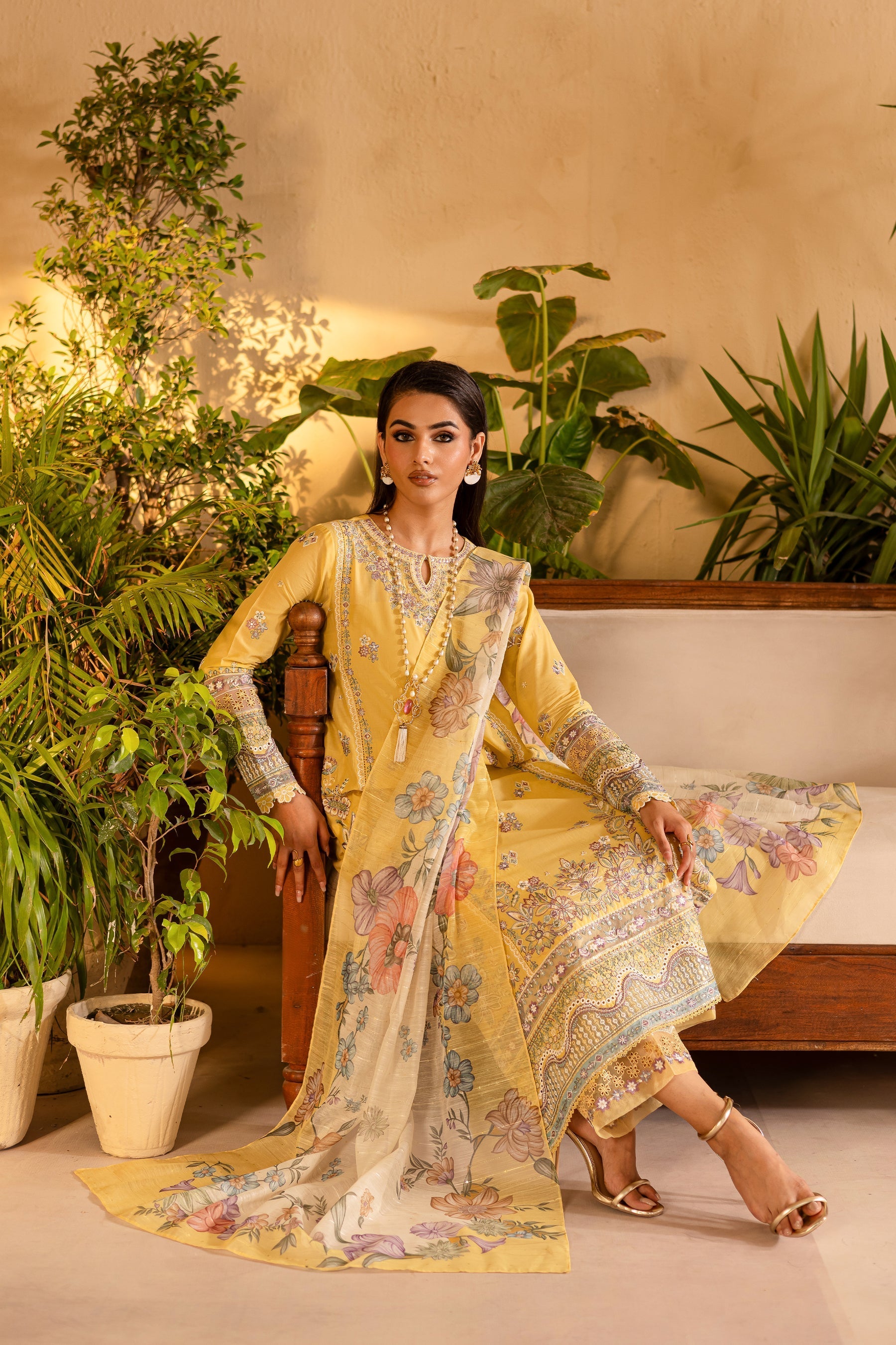 Batik | Nyra Embroidered Summer Solids | Maize - Official Batik stockist in UK - Sakeena London