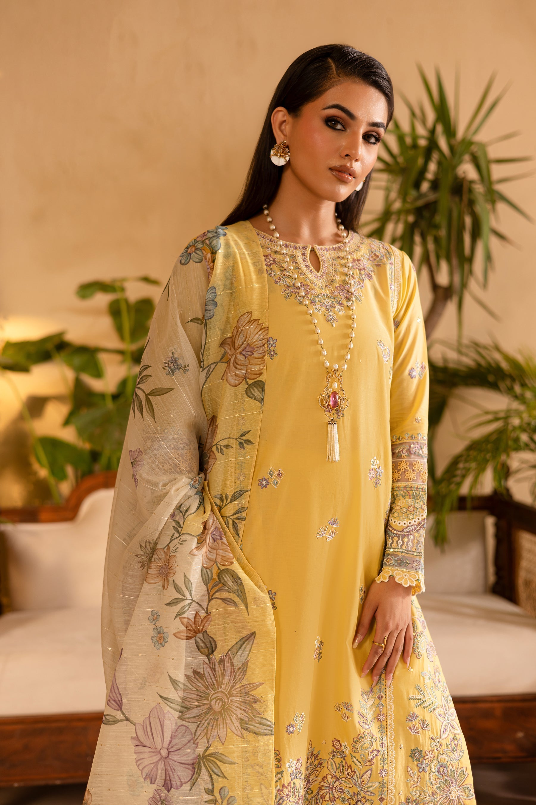 Batik | Nyra Embroidered Summer Solids | Maize - Official Batik stockist in UK - Sakeena London