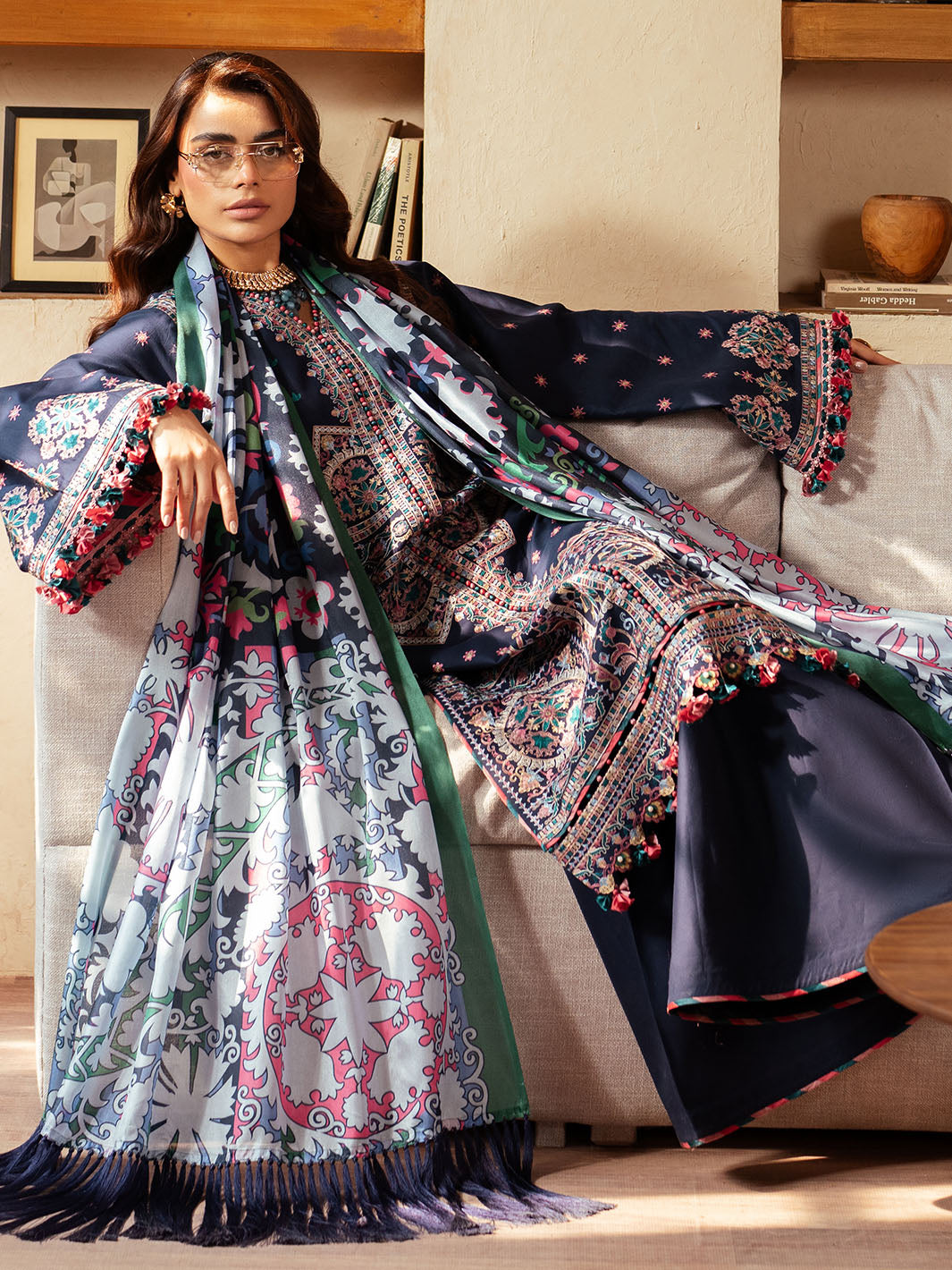 Bin Ilyas | Mehroze Luxury Lawn 25 | 92 - B - Official Bin Ilyas stockist in UK - Sakeena London