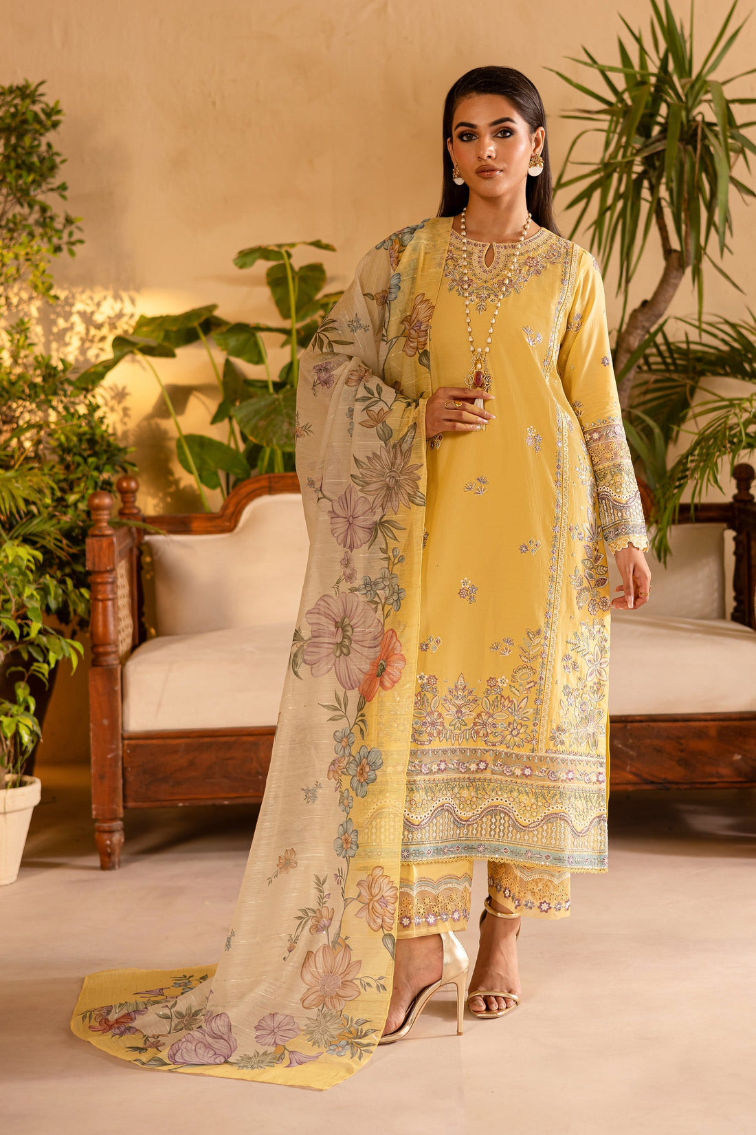 Batik | Nyra Embroidered Summer Solids | Maize - Official Batik stockist in UK - Sakeena London
