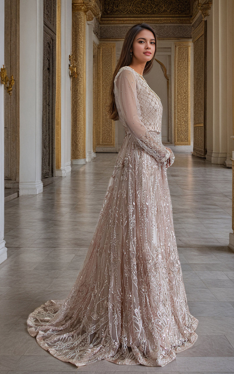 Threads and Motifs | Formal Dresses 25 | Net Cut Dana Bridal Blouse With Lehenga And Dupatta - Official Threads and Motifs stockist in UK - Sakeena London