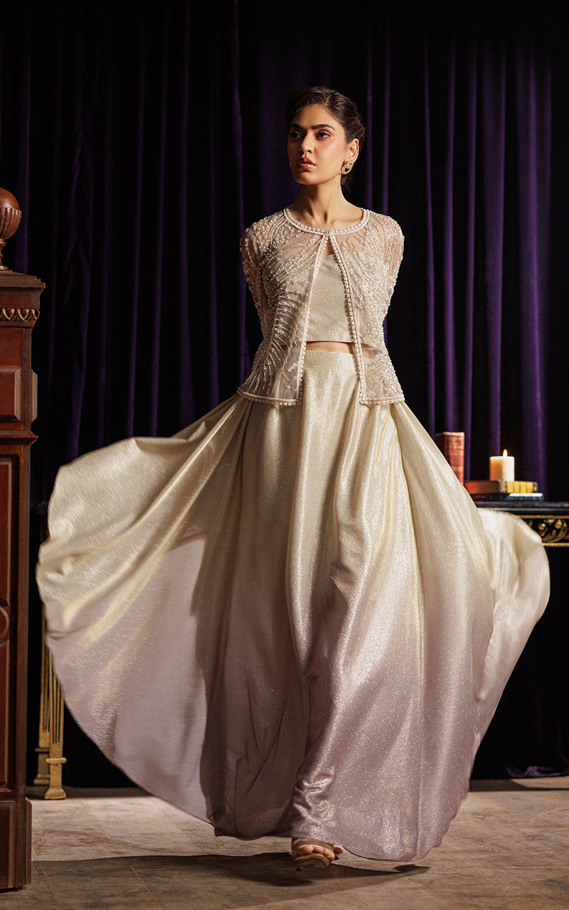 Threads and Motifs | Formal Dresses 25 | Embroidered Cape with Tube and Skirt - Official Threads and Motifs stockist in UK - Sakeena London