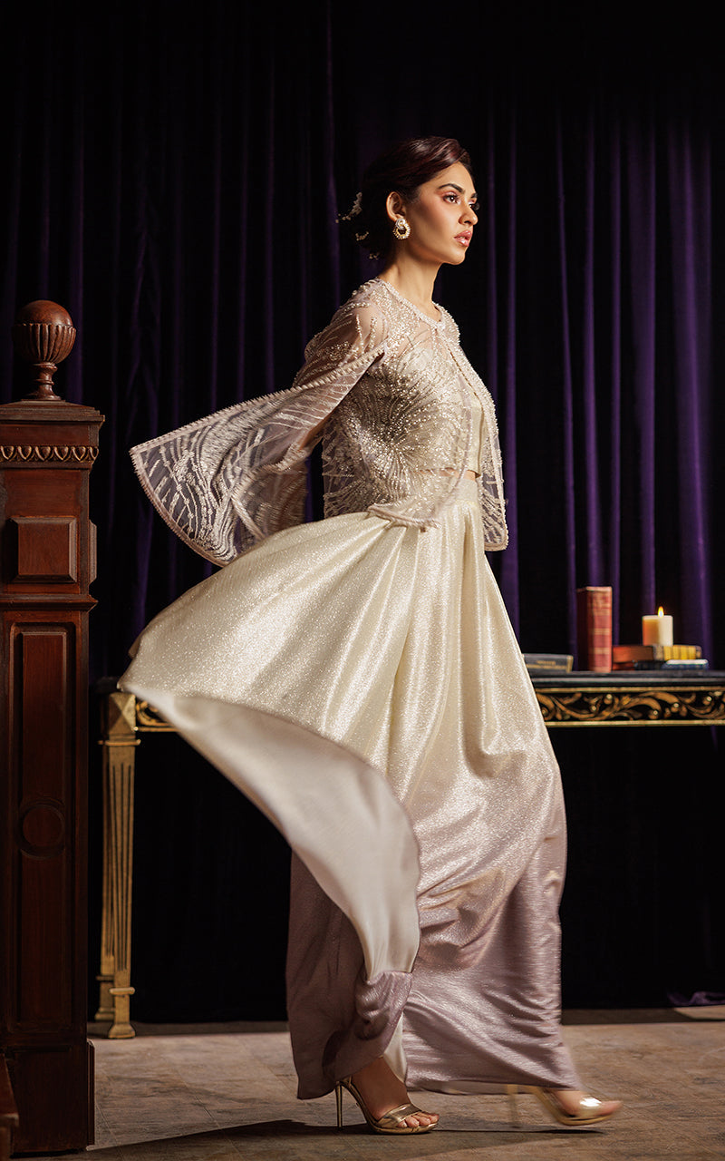 Threads and Motifs | Formal Dresses 25 | Embroidered Cape with Tube and Skirt - Official Threads and Motifs stockist in UK - Sakeena London