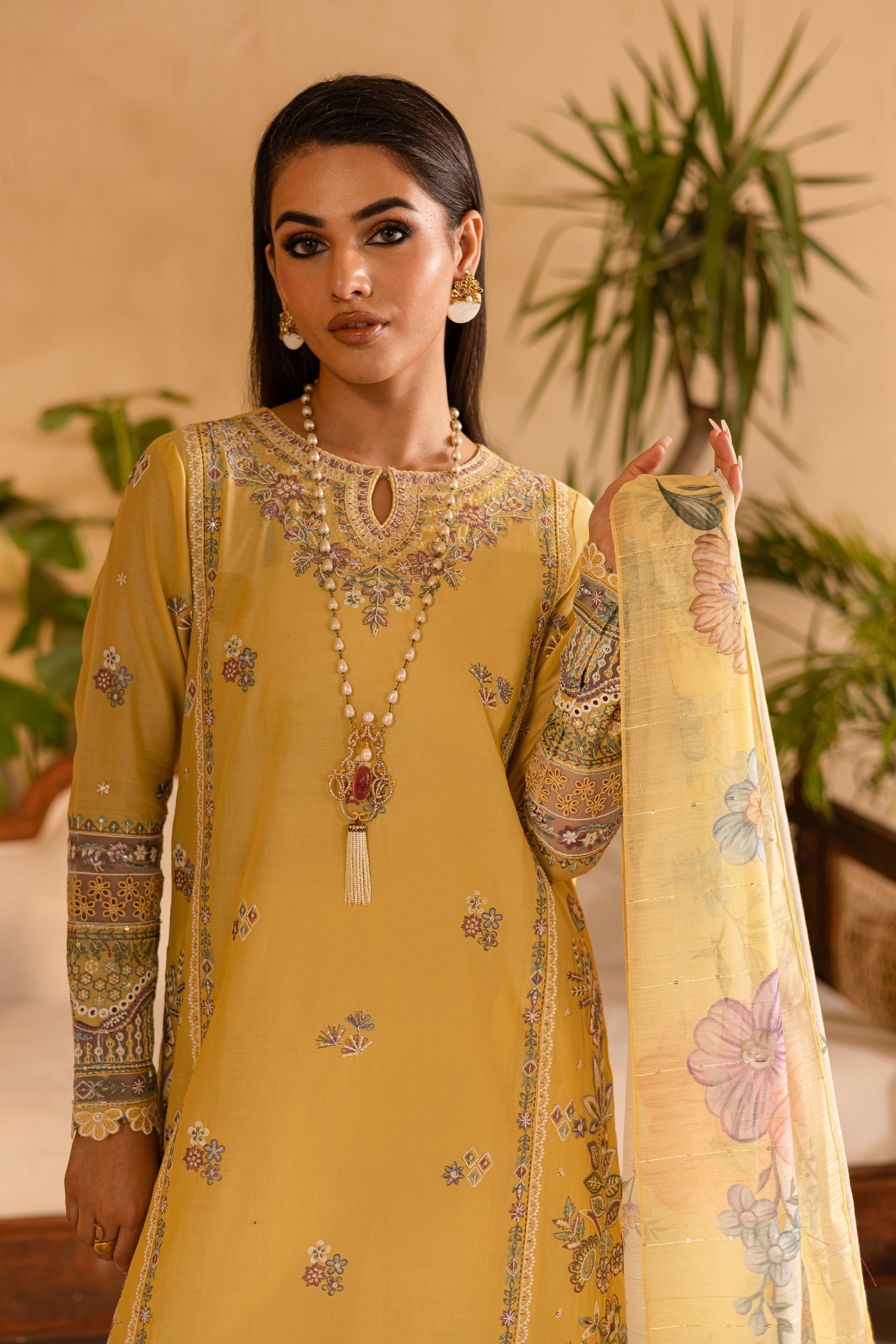 Batik | Nyra Embroidered Summer Solids | Maize - Official Batik stockist in UK - Sakeena London