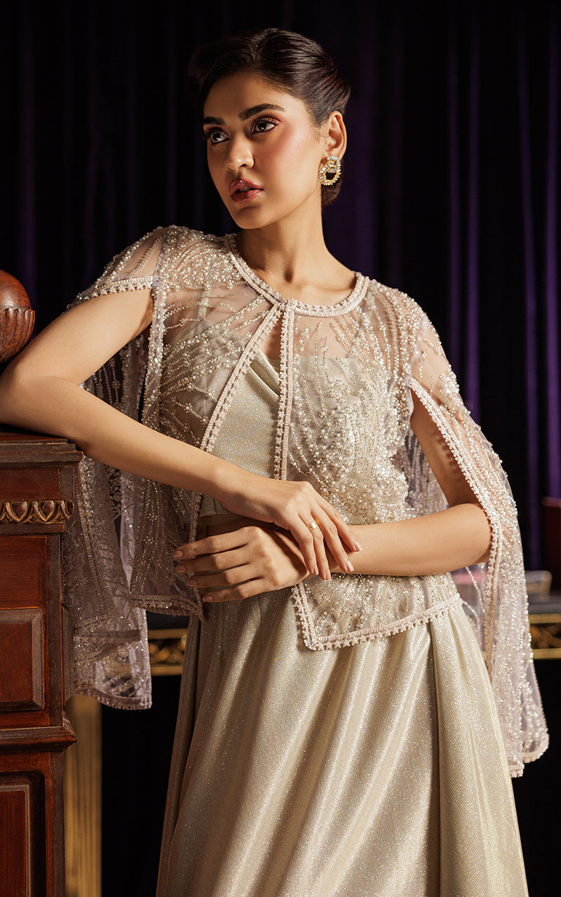 Threads and Motifs | Formal Dresses 25 | Embroidered Cape with Tube and Skirt - Official Threads and Motifs stockist in UK - Sakeena London