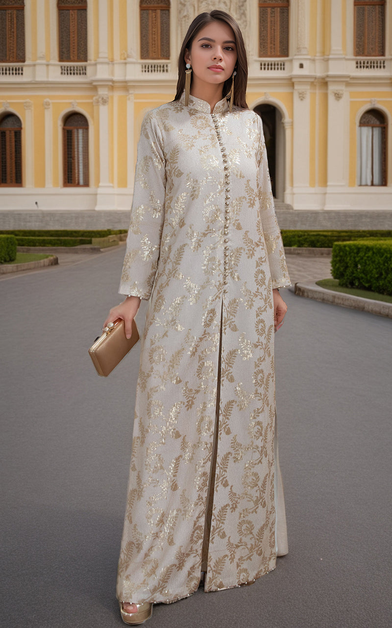 Threads and Motifs | Formal Dresses 25 | Chiffon Embroidered Jacket with Embroidered Trouser - Official Threads and Motifs stockist in UK - Sakeena London