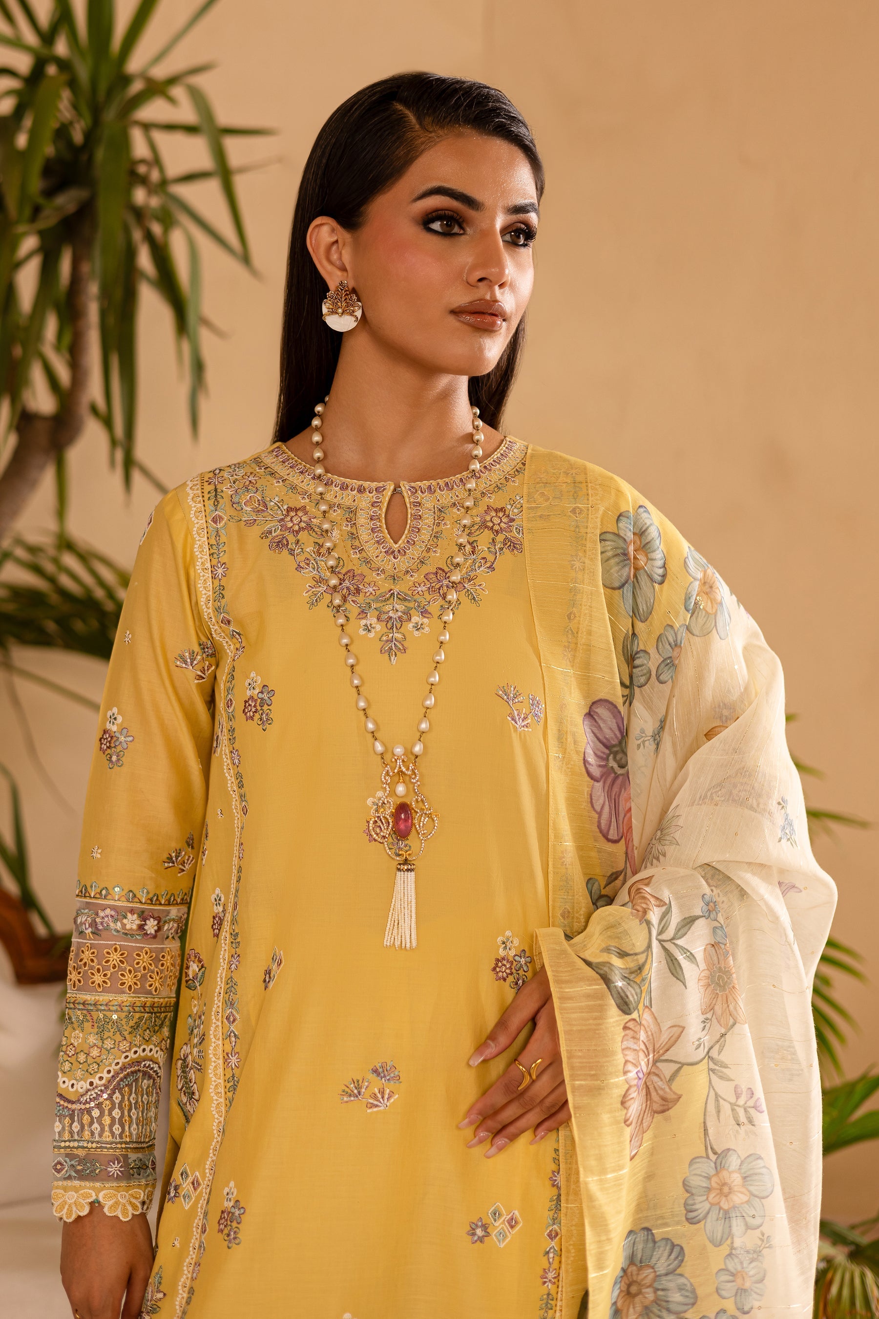 Batik | Nyra Embroidered Summer Solids | Maize - Official Batik stockist in UK - Sakeena London