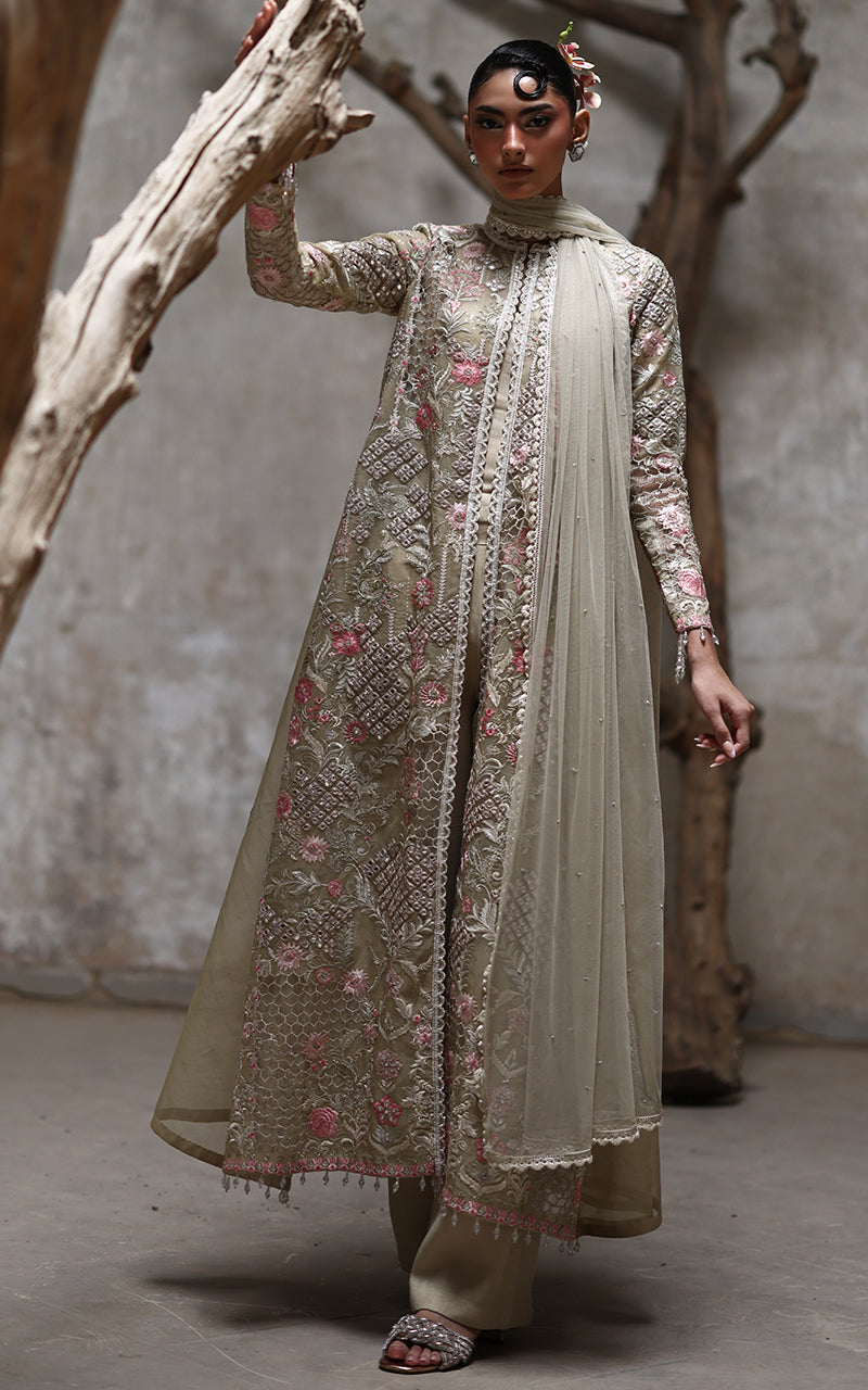 Threads and Motifs | Formal Dresses 25 | Organza Embroidered Jacket - Official Threads and Motifs stockist in UK - Sakeena London