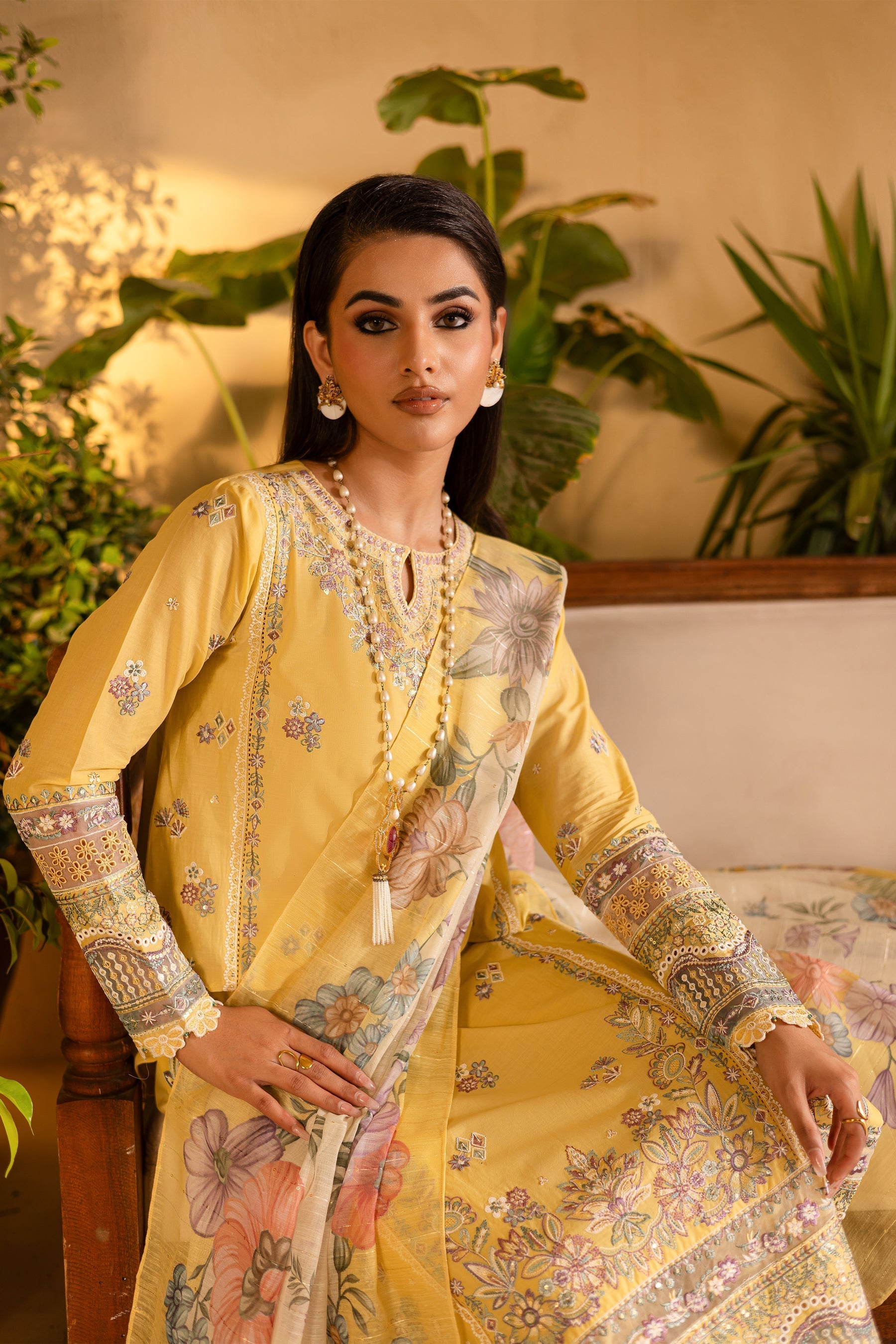 Batik | Nyra Embroidered Summer Solids | Maize - Official Batik stockist in UK - Sakeena London