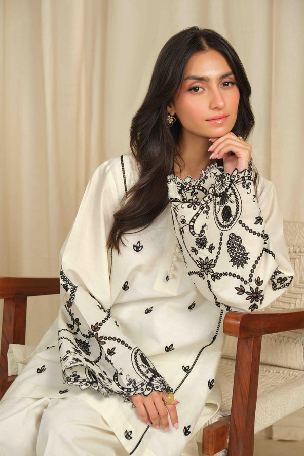 Noor by Saadia Asad | Noor Pret 25 | D2 - Monochrome Flair - Official Noor by Saadia Asad stockist in UK - Sakeena London