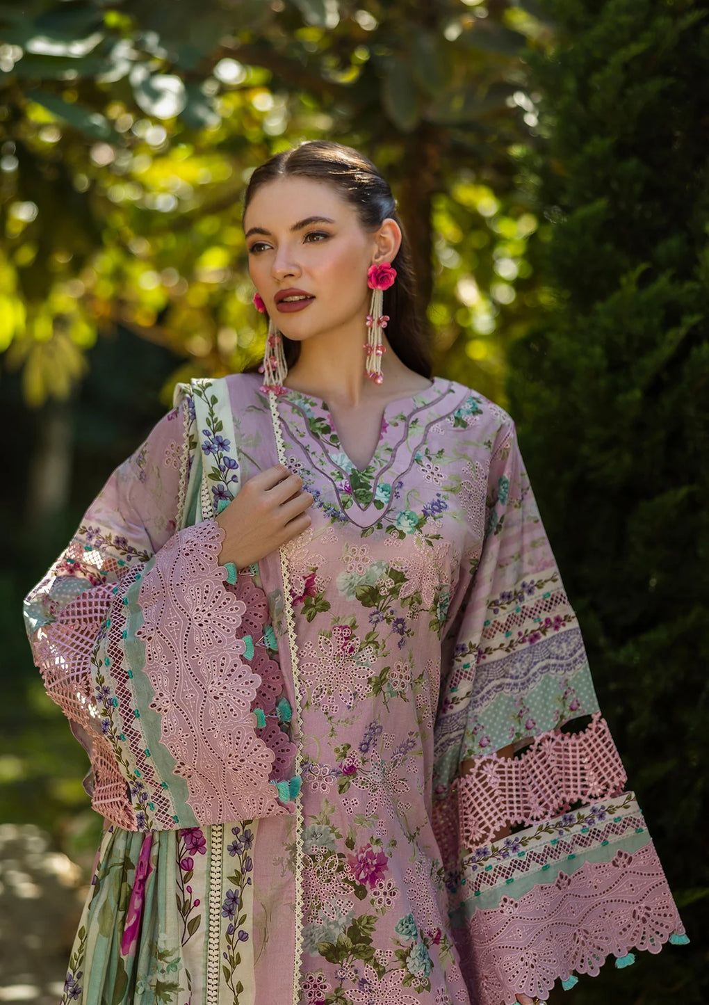 Elaf Premium | Print Chikankari 25 | ELK-03B PRINCESS ROSE - Official Elaf Premium stockist in UK - Sakeena London