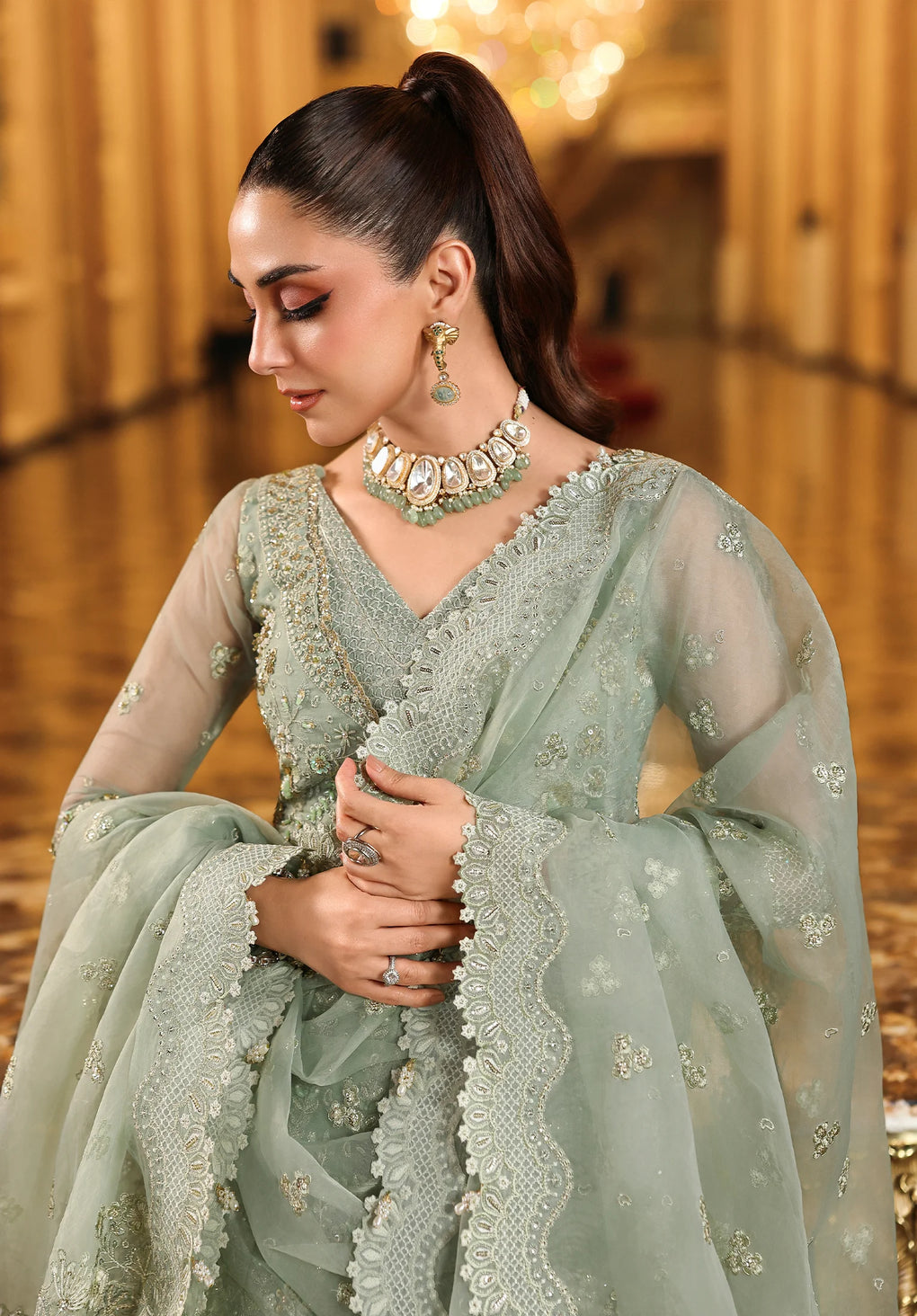 Elaf Premium | Stardom Formal Handwork 25 | ESH-03 LIME LIGHT - Official Elaf Premium stockist in UK - Sakeena London