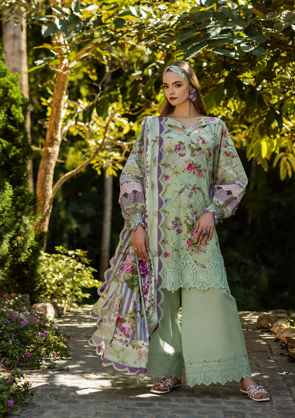 Elaf Premium | Print Chikankari 25 | ELK-03A FLOREALE - Official Elaf Premium stockist in UK - Sakeena London