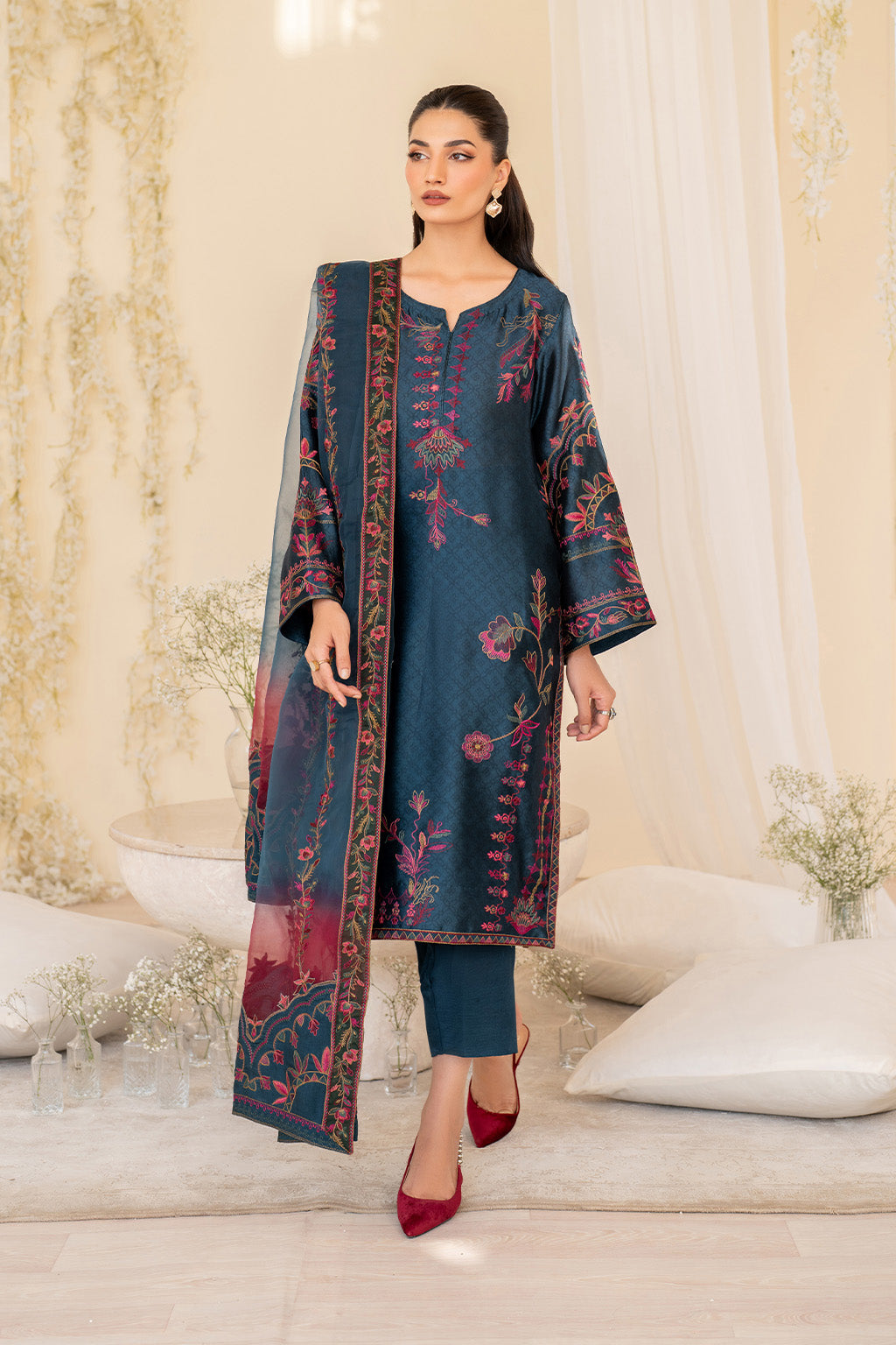 Iznik | Festive Formal | UE-379 Embroidered Pure silk - Official Iznik stockist in UK - Sakeena London