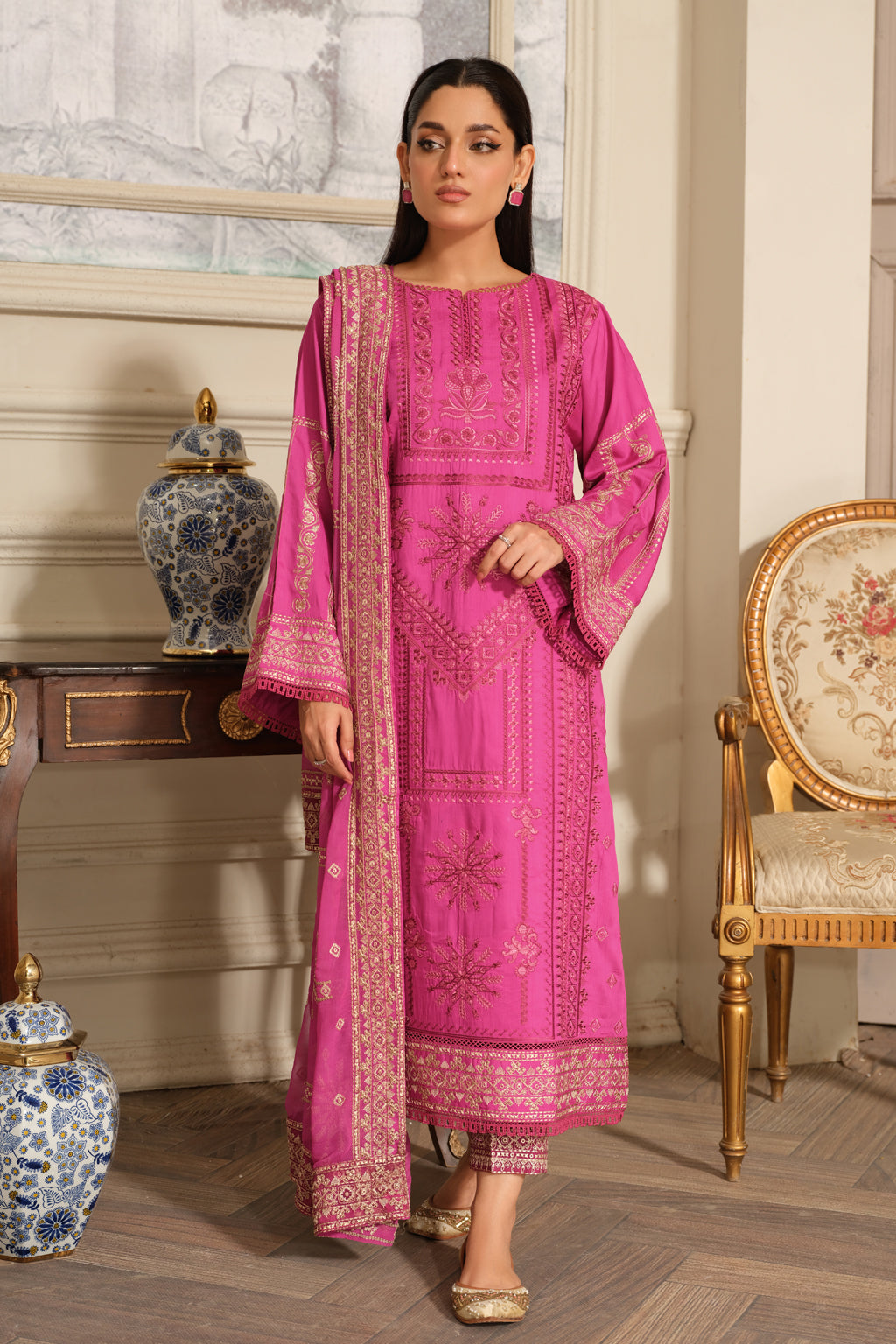Johra | Silsila Embroidered Viscose | JH-255-SIL - Official Johra stockist in UK - Sakeena London