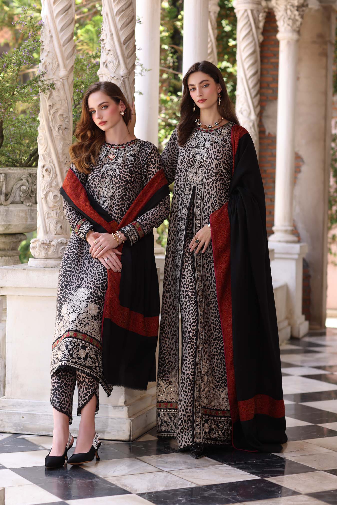 Noor by Saadia Asad | Winter Pashmina 25 | Noir Safari - Official Noor by Saadia Asad stockist in UK - Sakeena London