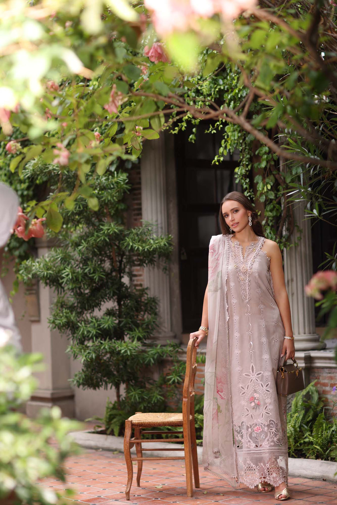 Noor by Saadia Asad | Eid Luxury Schiffli Laserkari 25 | D11- Mink - Official Noor by Saadia Asad stockist in UK - Sakeena London