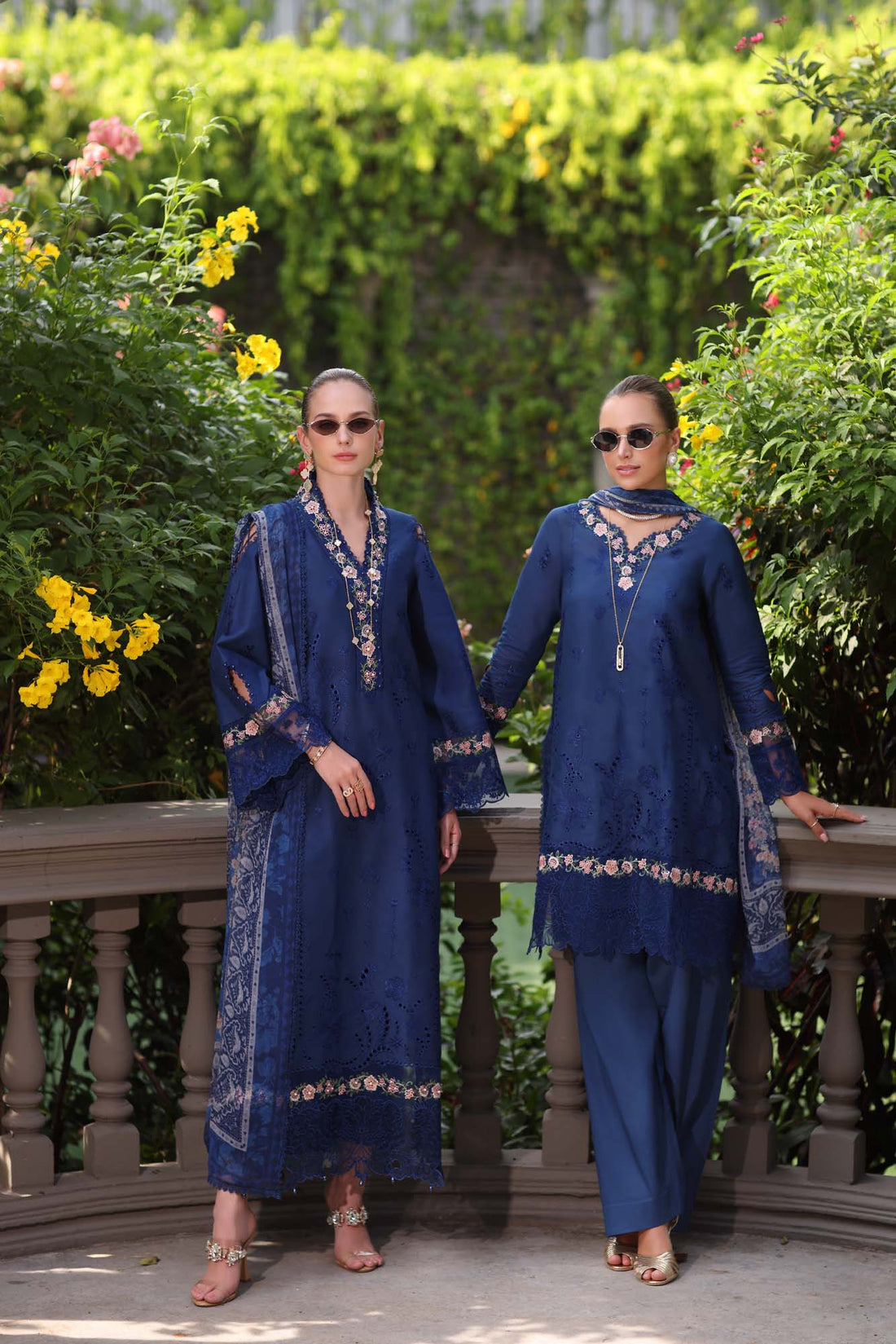 Noor by Saadia Asad | Eid Luxury Schiffli Laserkari 25 | D10- Royal Blue - Official Noor by Saadia Asad stockist in UK - Sakeena London