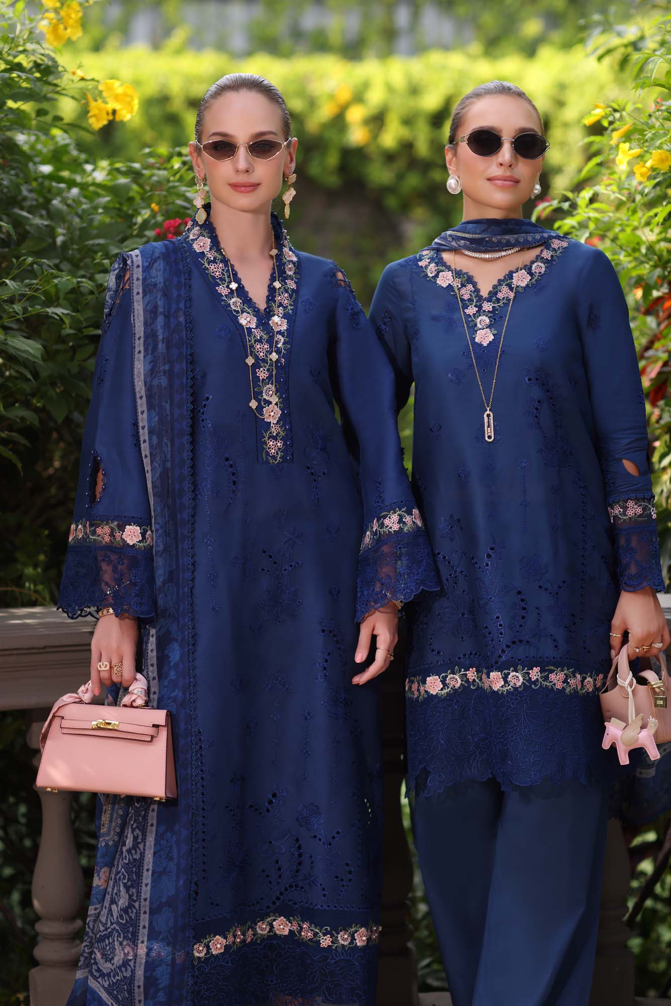Noor by Saadia Asad | Eid Luxury Schiffli Laserkari 25 | D10- Royal Blue - Official Noor by Saadia Asad stockist in UK - Sakeena London