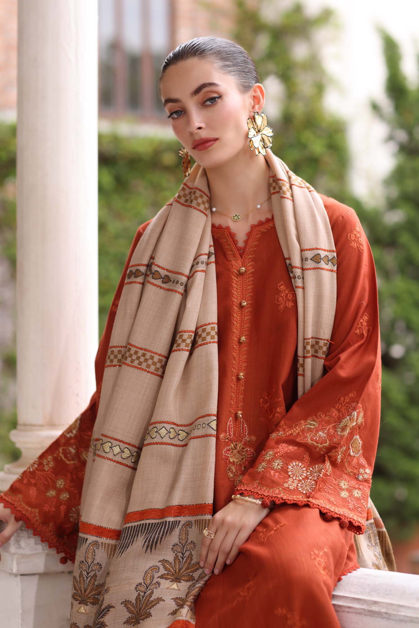 Noor by Saadia Asad | Winter Pashmina 25 | Rustique - Official Noor by Saadia Asad stockist in UK - Sakeena London