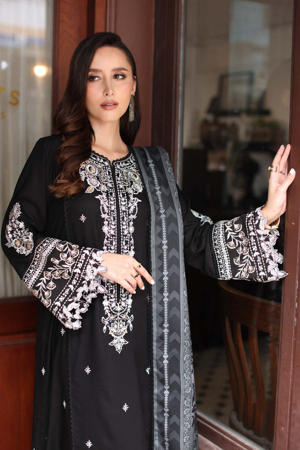 Noor by Saadia Asad | Winter Embroidered Printkhaas 25 | D10- A - Official Noor by Saadia Asad stockist in UK - Sakeena London