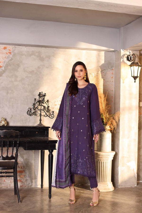Noor by Saadia Asad | Winter Embroidered Printkhaas 25 | D2 - A - Official Noor by Saadia Asad stockist in UK - Sakeena London