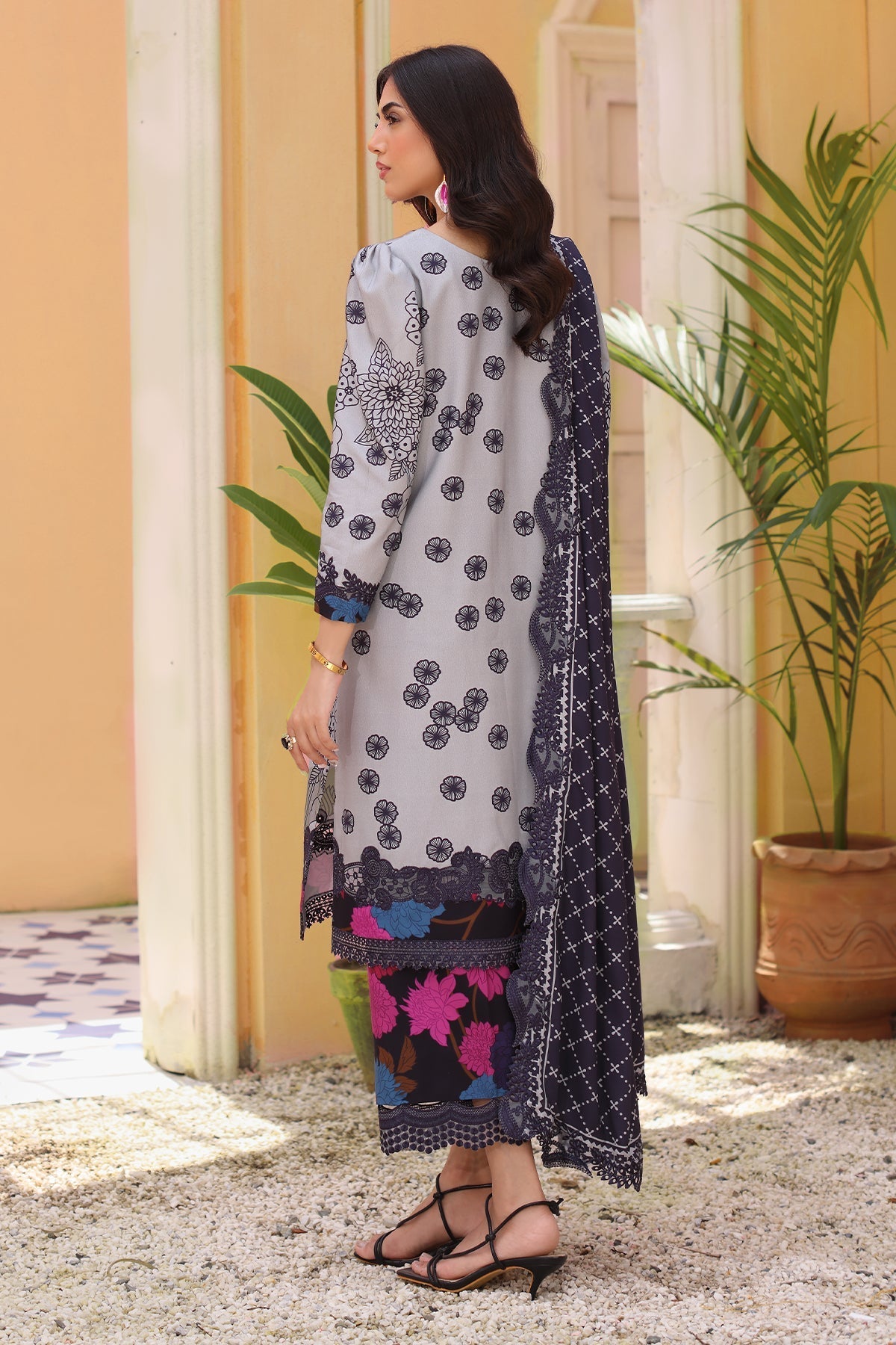 Charizma | Sheen Embroidered Linen Shawl | SHW4-05 - Official Charizma stockist in UK - Sakeena London