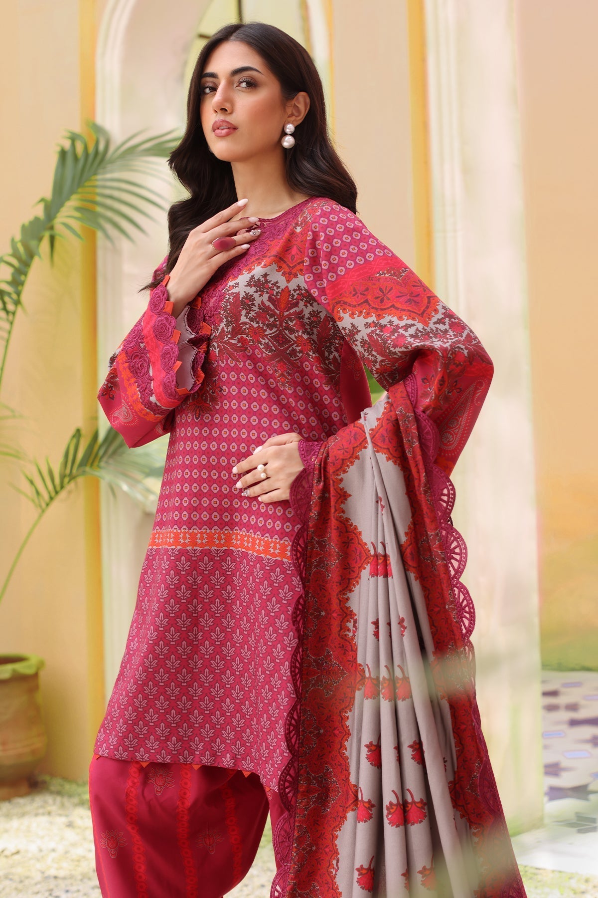 Charizma | Sheen Embroidered Linen Shawl | SHW4-06 - Official Charizma stockist in UK - Sakeena London