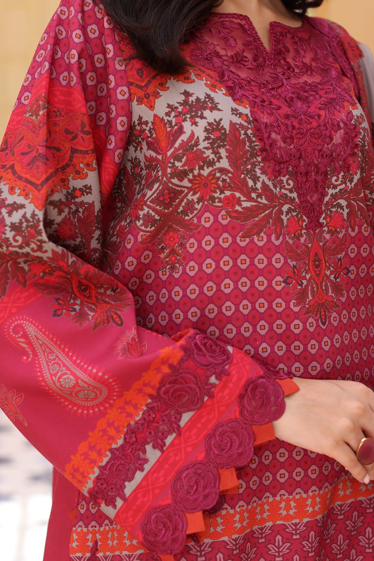 Charizma | Sheen Embroidered Linen Shawl | SHW4-06 - Official Charizma stockist in UK - Sakeena London