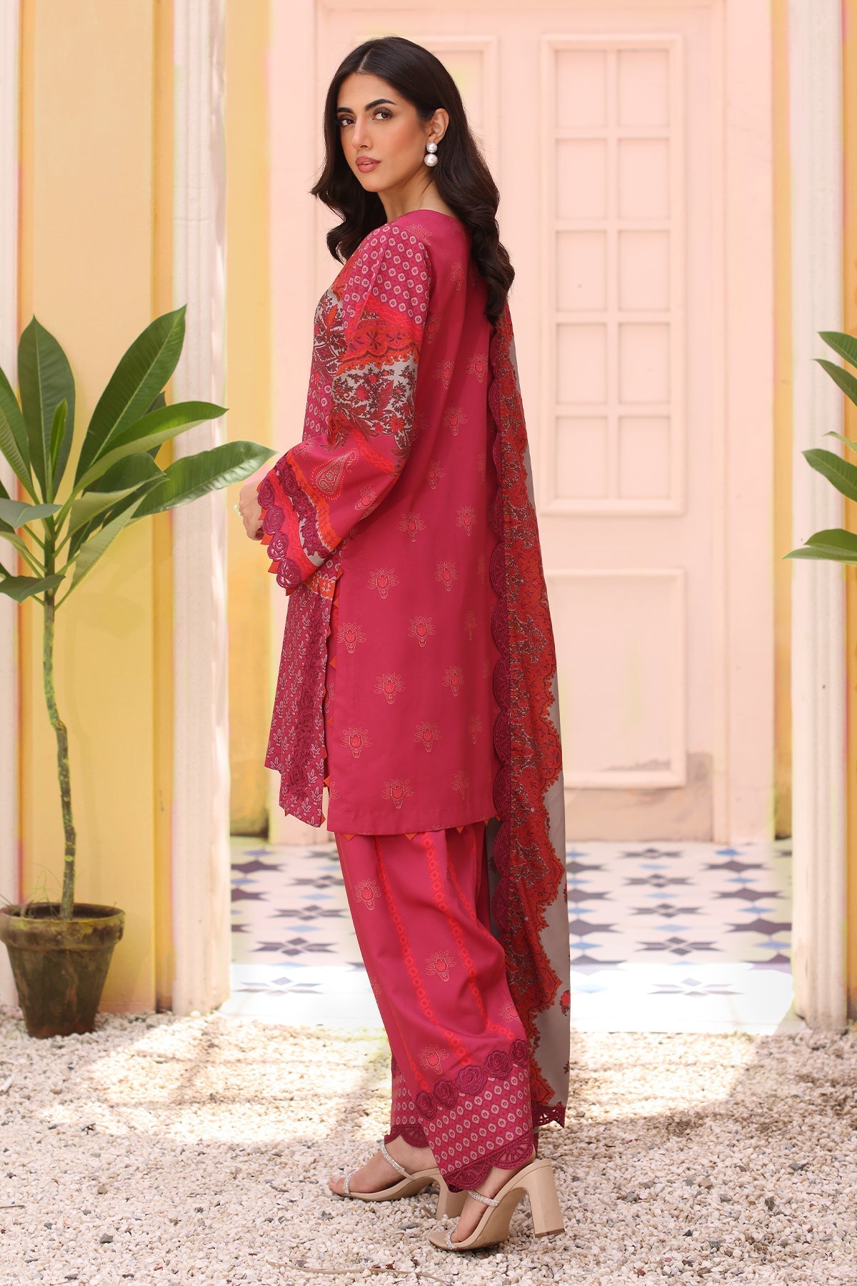 Charizma | Sheen Embroidered Linen Shawl | SHW4-06 - Official Charizma stockist in UK - Sakeena London
