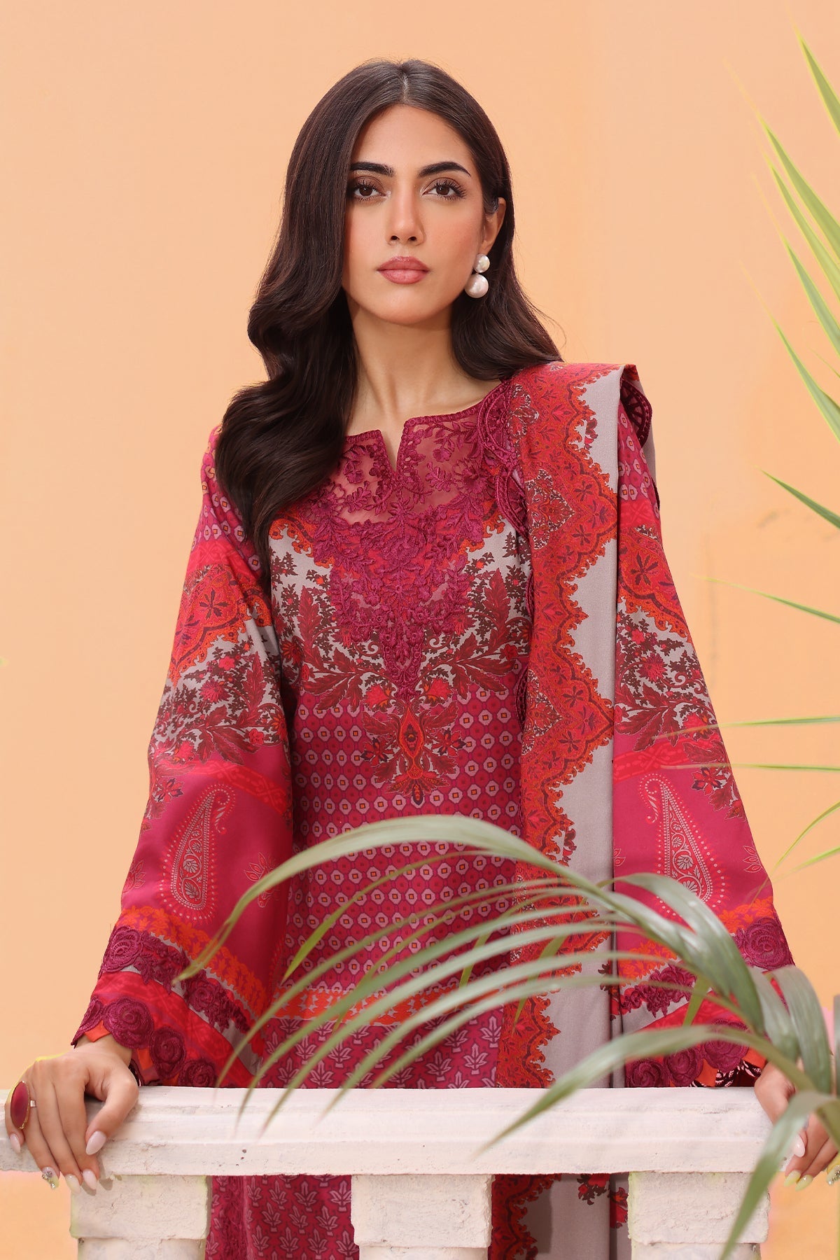 Charizma | Sheen Embroidered Linen Shawl | SHW4-06 - Official Charizma stockist in UK - Sakeena London