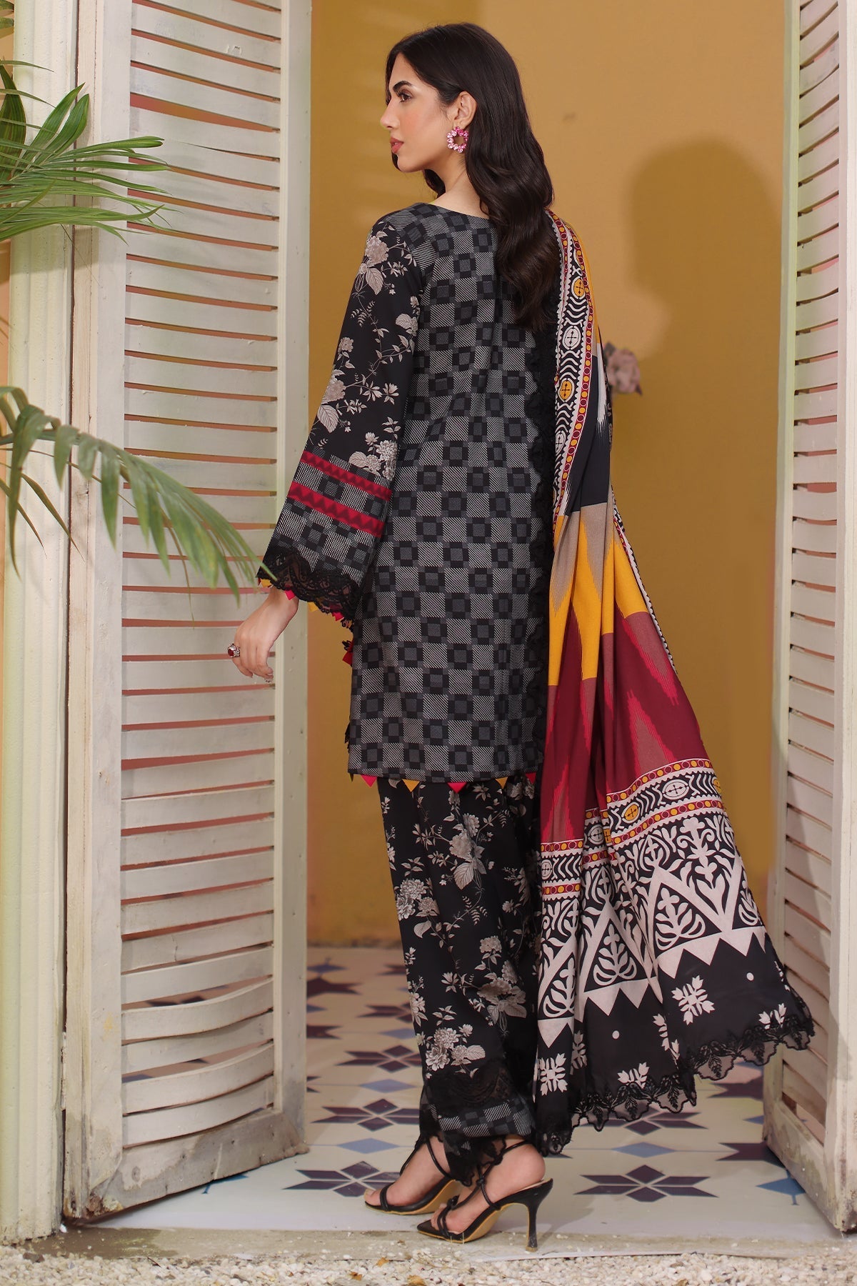 Charizma | Sheen Embroidered Linen Shawl | SHW4-03 - Official Charizma stockist in UK - Sakeena London