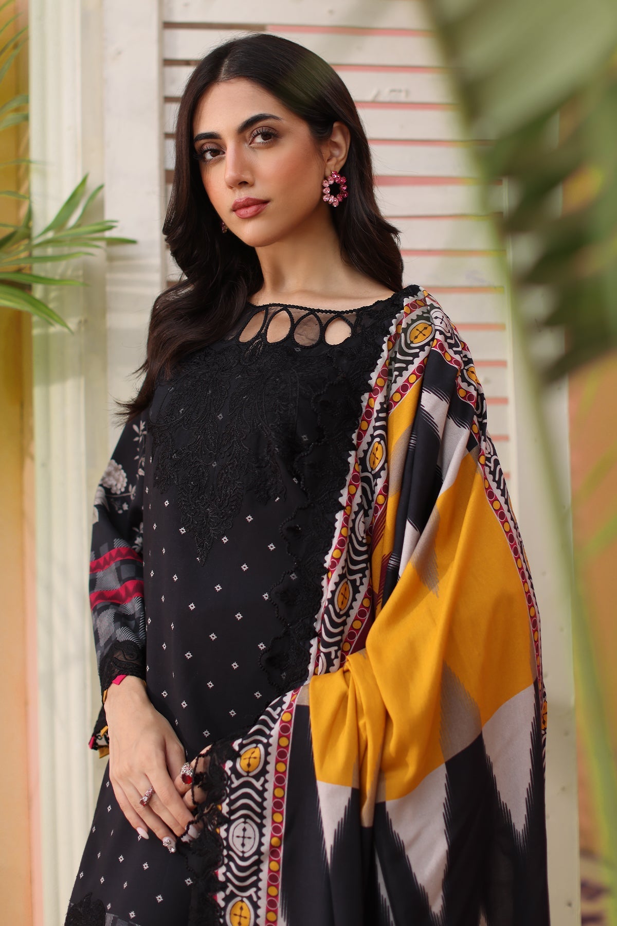 Charizma | Sheen Embroidered Linen Shawl | SHW4-03 - Official Charizma stockist in UK - Sakeena London