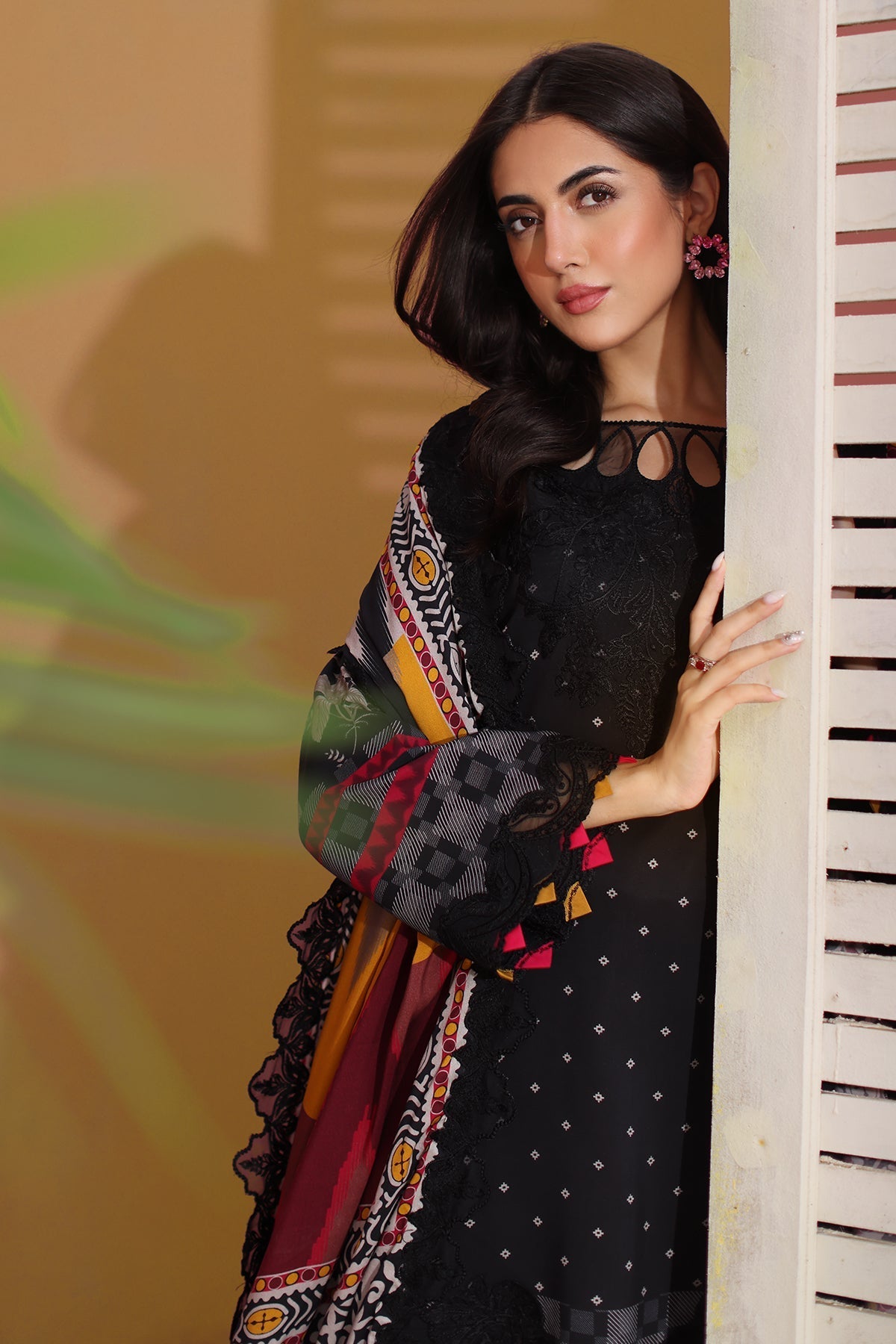 Charizma | Sheen Embroidered Linen Shawl | SHW4-03 - Official Charizma stockist in UK - Sakeena London