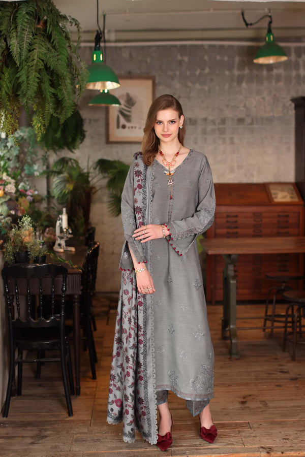 Noor by Saadia Asad | Winter Embroidered Printkhaas 25 | D4 - B - Official Noor by Saadia Asad stockist in UK - Sakeena London