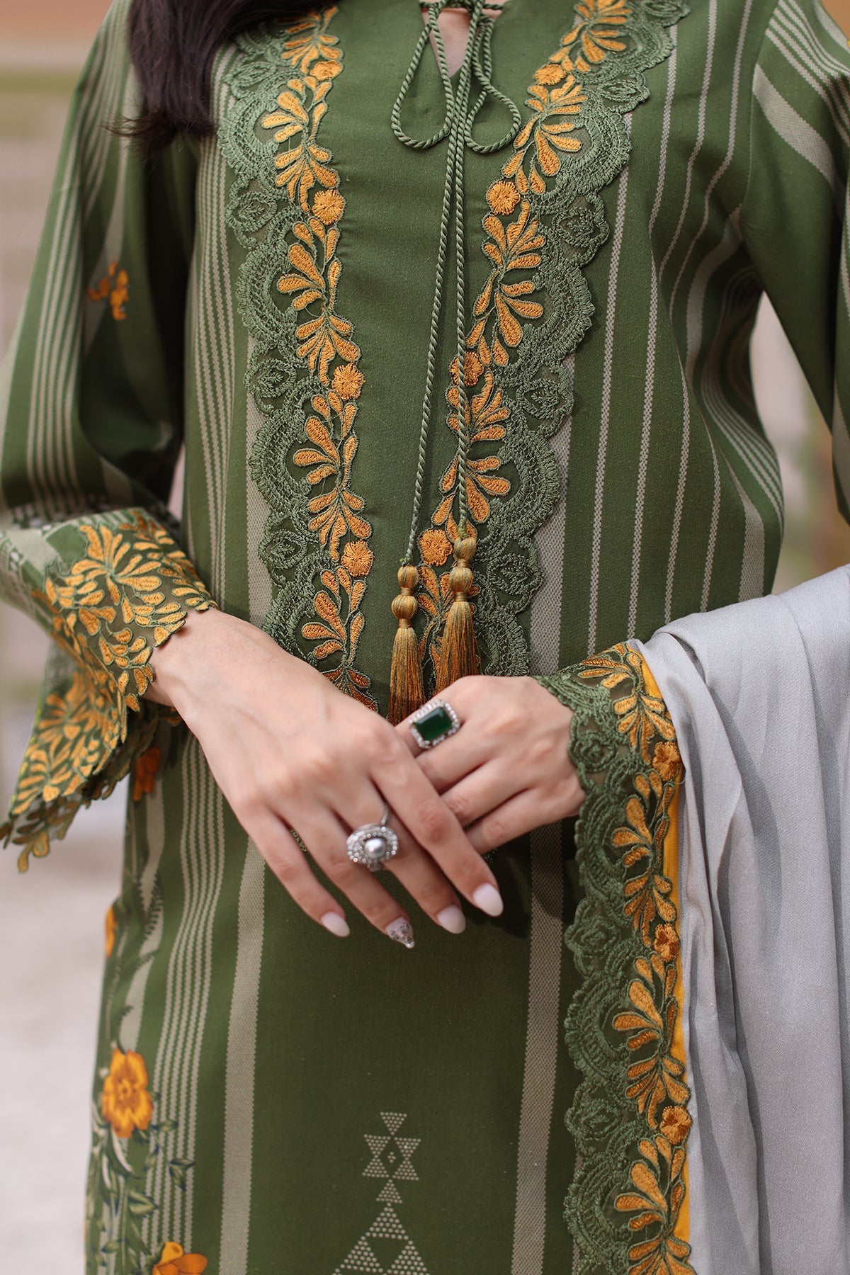 Charizma | Sheen Embroidered Linen Shawl | SHW4-07 - Official Charizma stockist in UK - Sakeena London