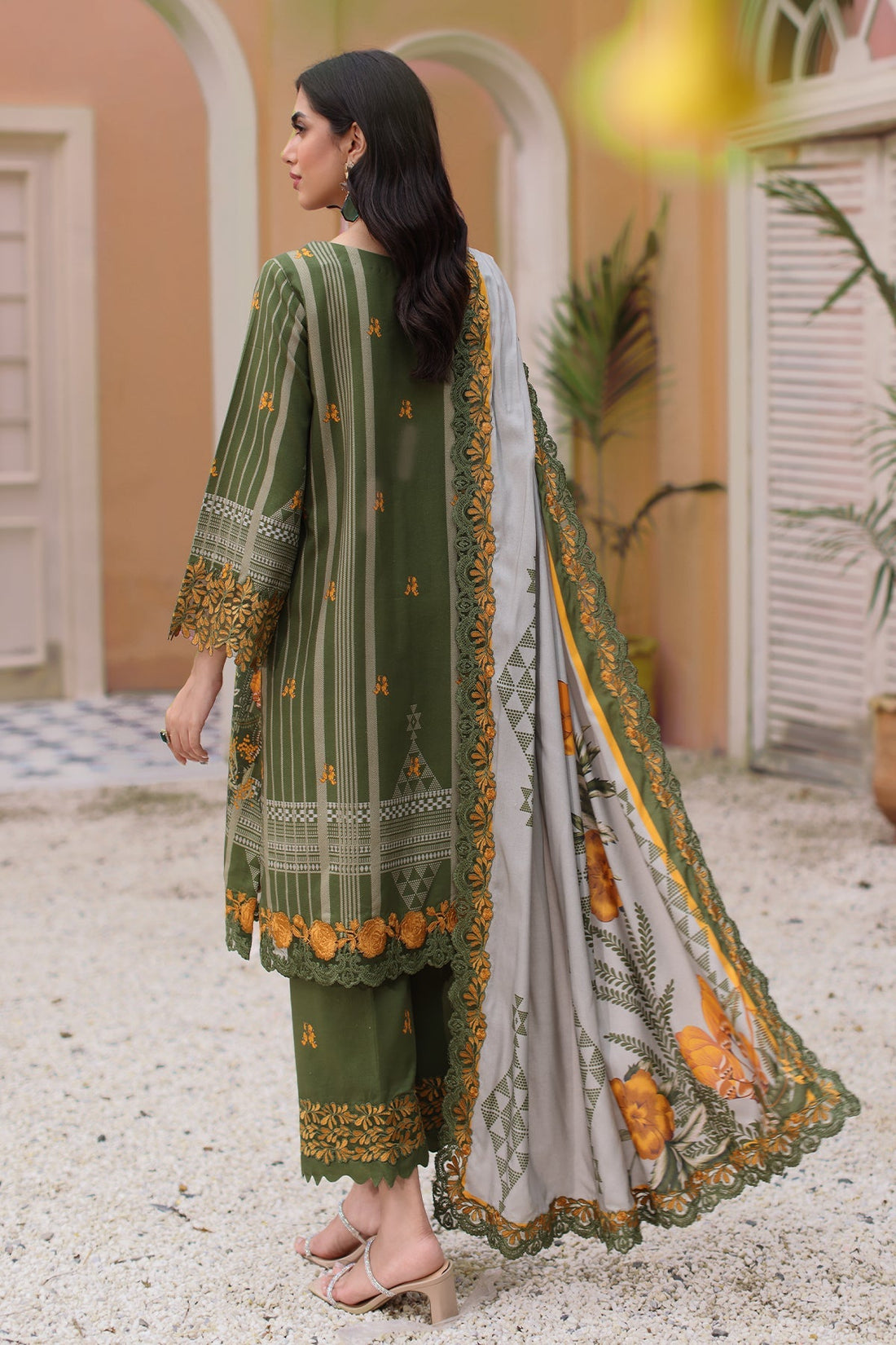 Charizma | Sheen Embroidered Linen Shawl | SHW4-07 - Official Charizma stockist in UK - Sakeena London