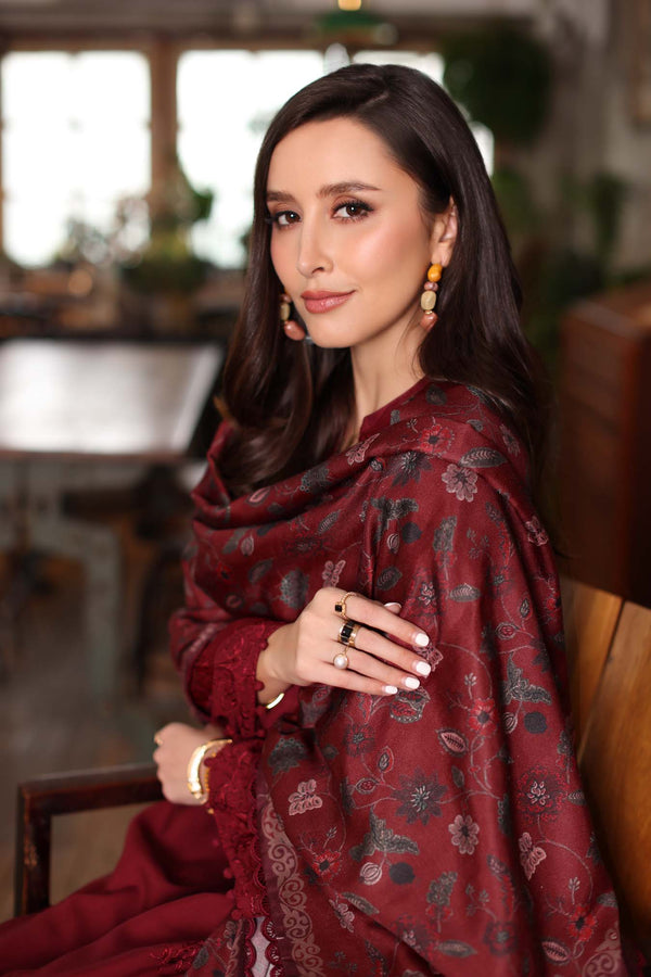 Noor by Saadia Asad | Winter Embroidered Printkhaas 25 | D4 - A - Official Noor by Saadia Asad stockist in UK - Sakeena London